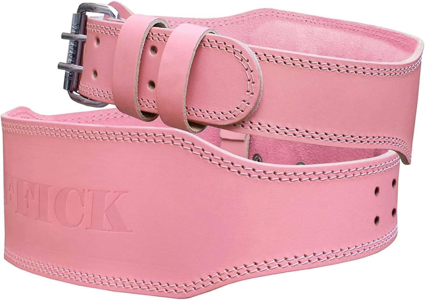 Jaffick Weight Lifting Belt For Ladies (4" Wide) - 100% Pink Leather Gym Belts Lower Waist Back Support For Women Men Fitness Squat Deadlift Heavy Duty Cross Training Gym Powerlifting Workout