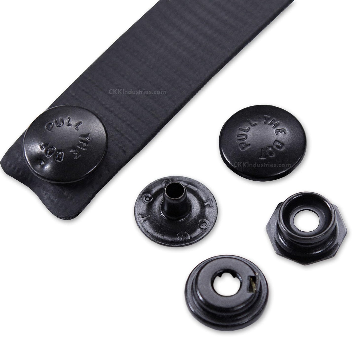 HolsterSmith Metal Snap Sets - (Line 24) - (Pull the Dot) - (Black) - (1 Set) - for Leather, Holsters, Sheaths, Pouches, and Clothing