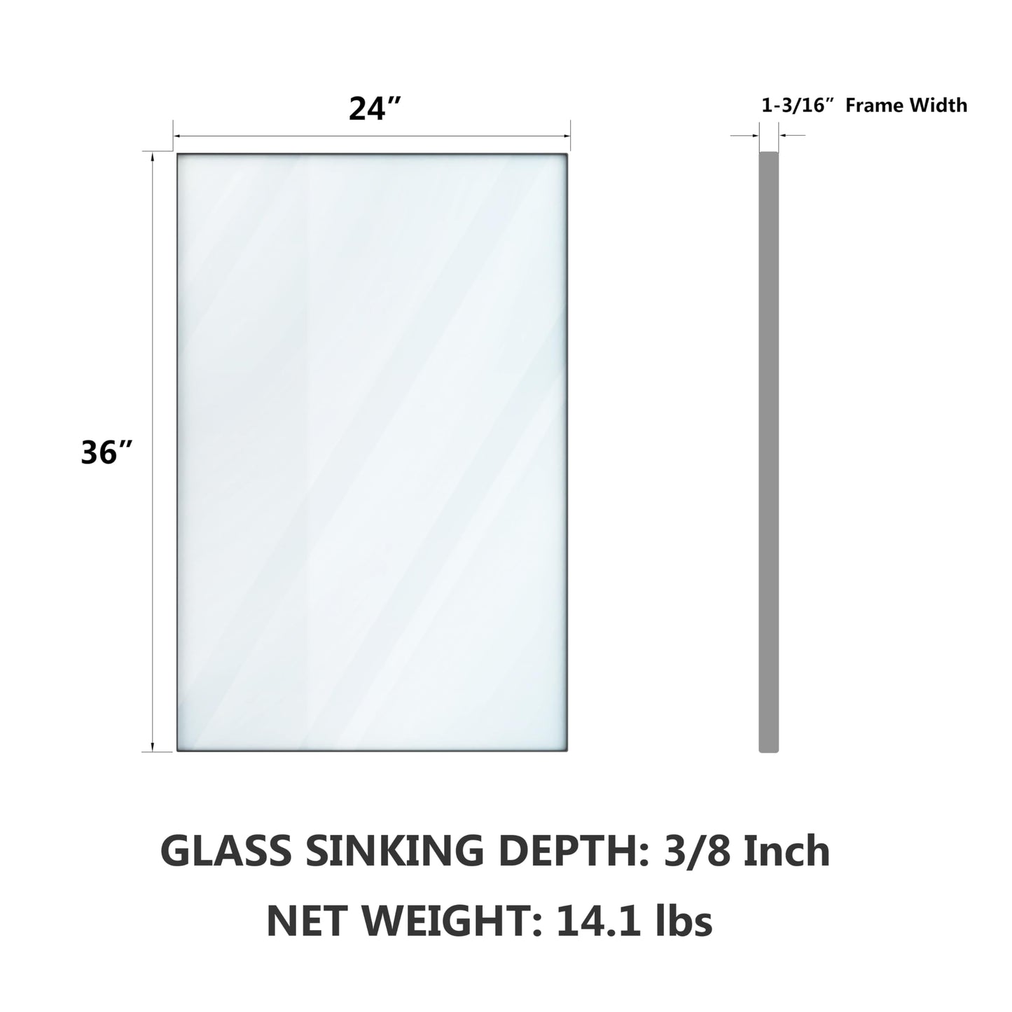 VocalStar 24 x 36 Inch Silver Bathroom Mirror for Wall, Square Corner Rectangle Nickel Metal Framed Bathroom Vanity Mirrors, 1/4-inch Shatterproof Glass | Ultra-Flush Hanging