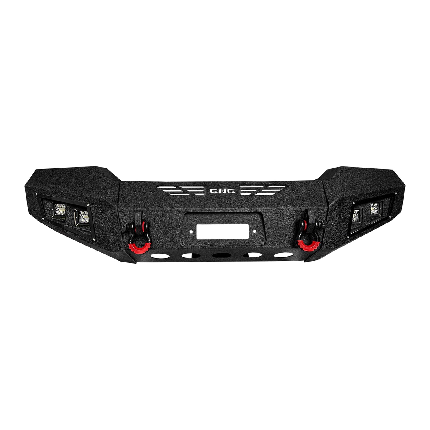 LUYWTE Steel Front Bumper With Winch Plate&Lights For 2003-2006 GMC Sierra 1500(Black Texture)