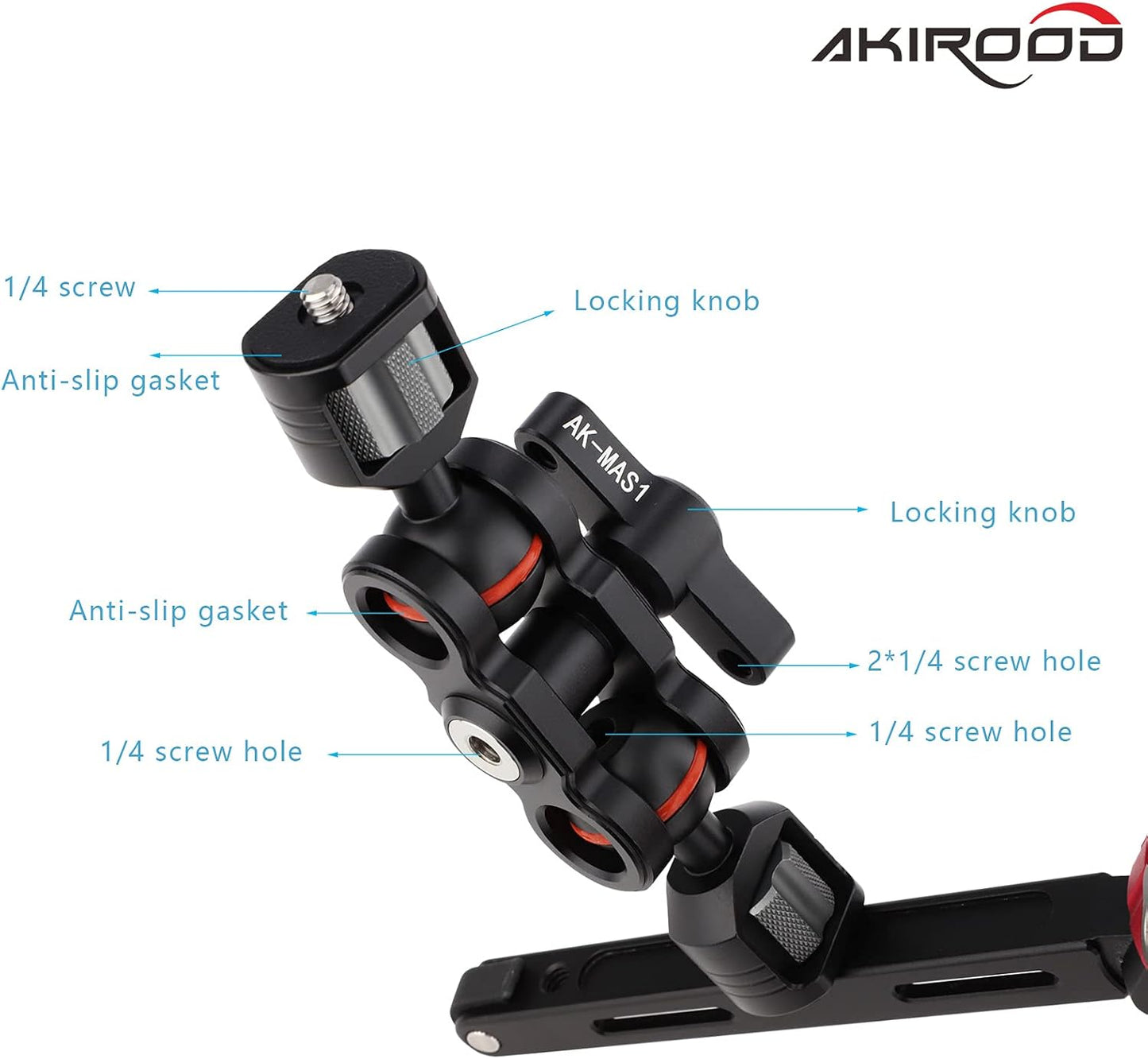 AKIROOD 360 Magic Arm with Double Ball Heads Degree Rotation Articulating Arm for Gimbal Camera Cage,Field Monitor