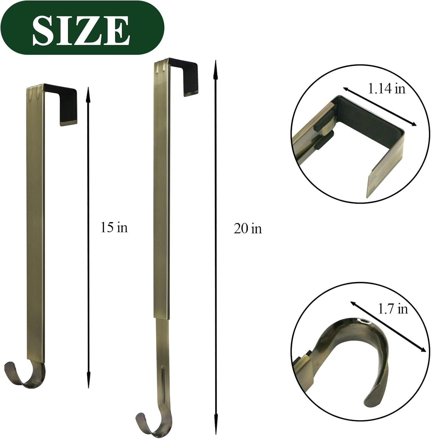 ZMCINER Wreath Hanger - Adjustable 15-25 Inch for Front Door | Supports Up to 20 lbs, Nickel Finish