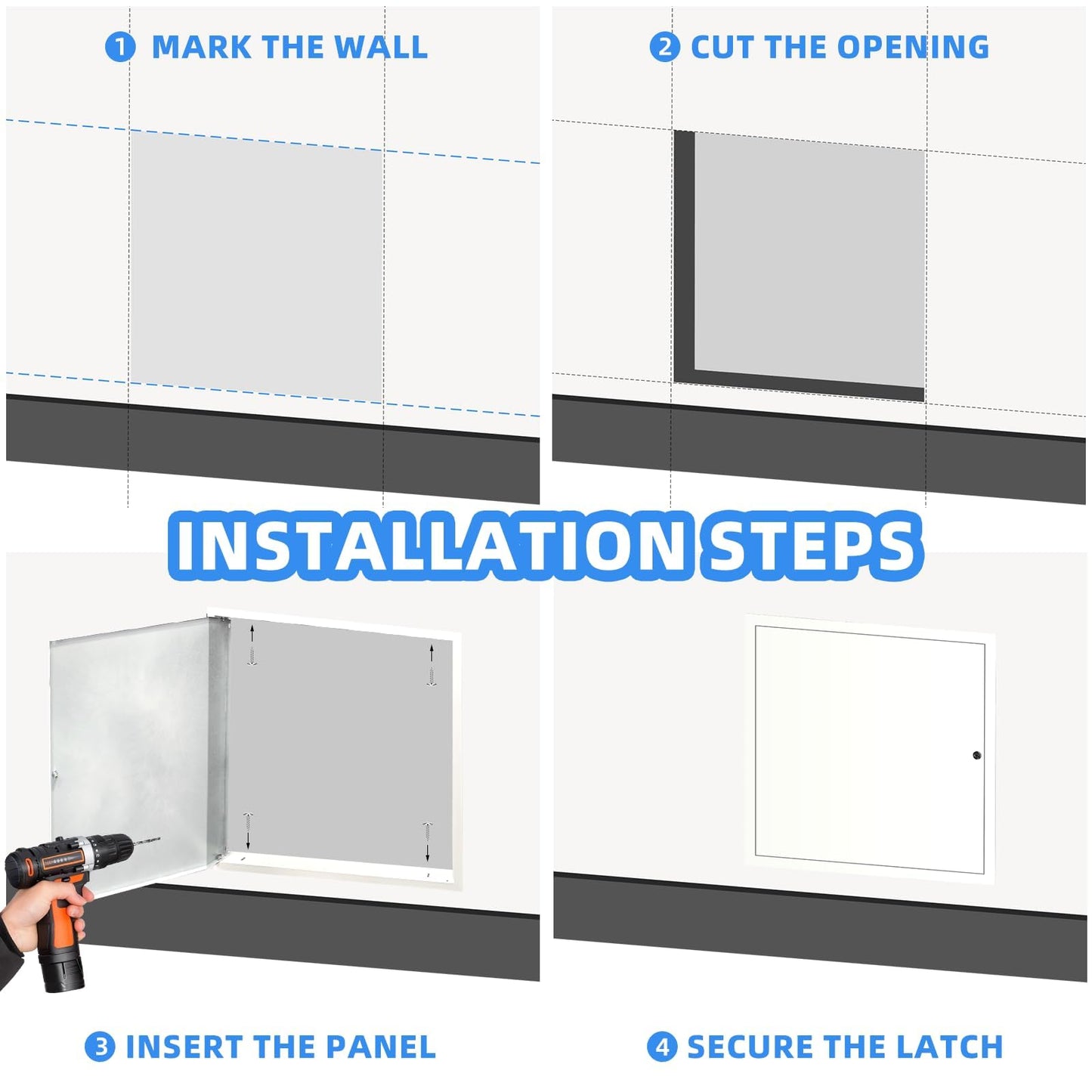 22" x 22" Metal Access Panel, 1MM Thickened Access Panel for Drywall, Aluminum Access Panel for Walls and Ceilings, Rust-Resistant and Easy-to-Install Drywall Access Panel