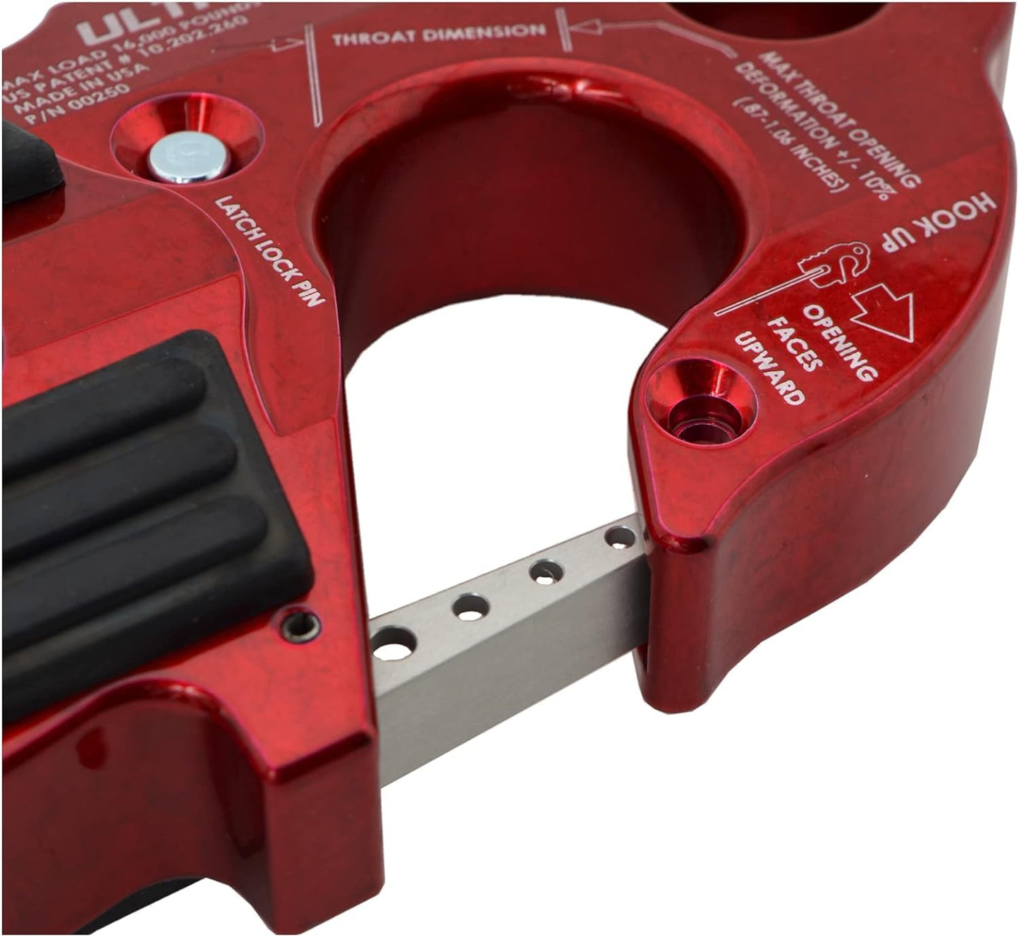 Factor 55 UltraHook Winch Hook Integrated Shackle Pin, Red (00250-01) Mount Recovery Towing Bundle w/a 1" Hawse Winch Fairlead (00016) & Keychain Light