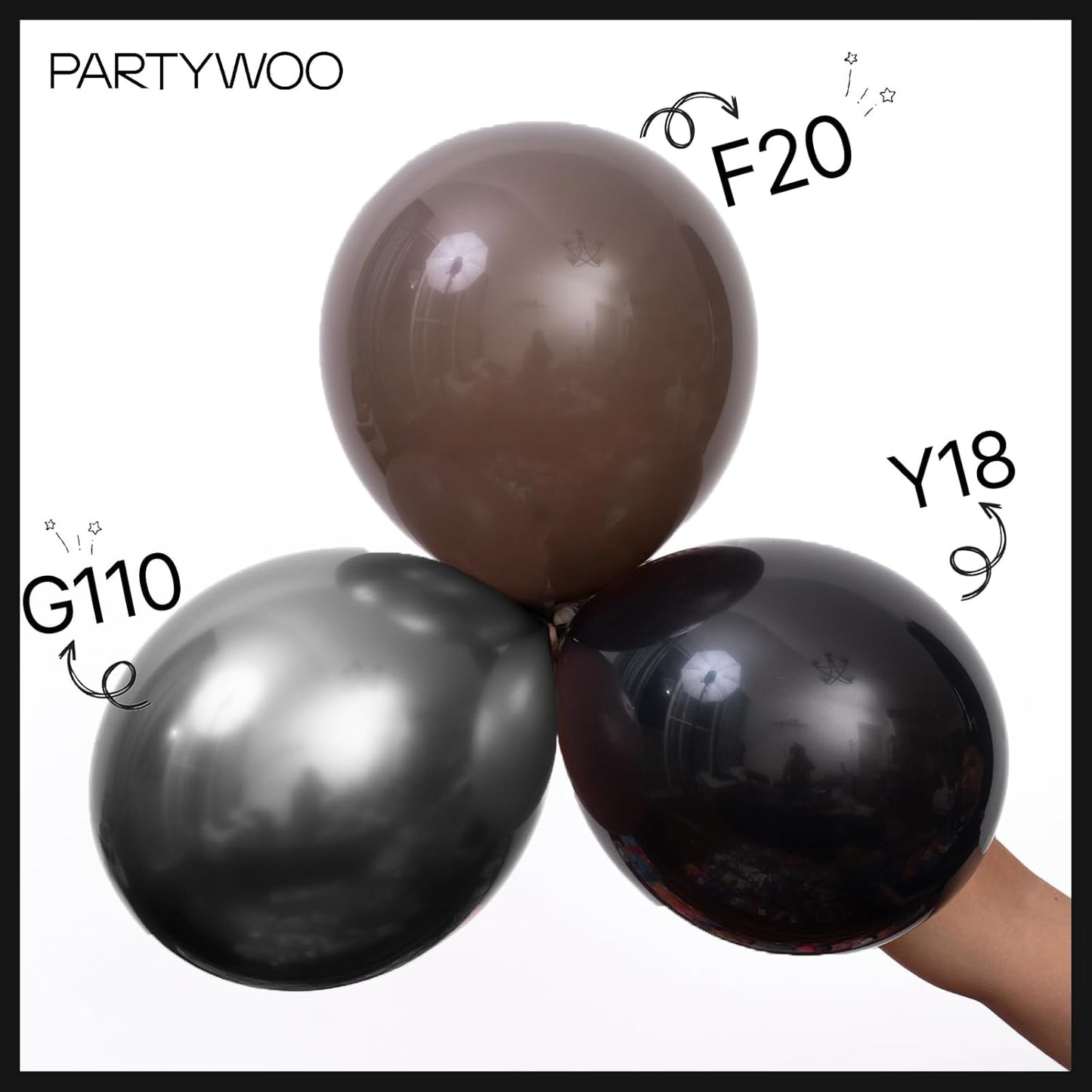 PartyWoo Black Balloon Arch Kit - 145 Pcs in 5-18 Inch Sizes for Baby Showers, Birthdays & Anniversaries