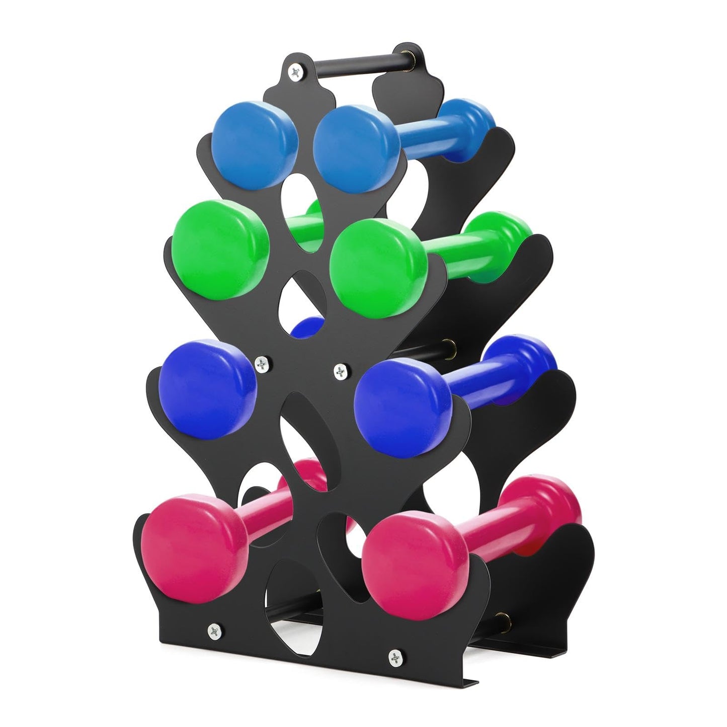 Dumbbell Rack Stand Only, Small Weight Rack 4Tier Compact Dumbbell Holder with Handle, Weight Holders for Free Weights,Dumbbell Storage Stand Holder for Home Gym Workout,Rack Only