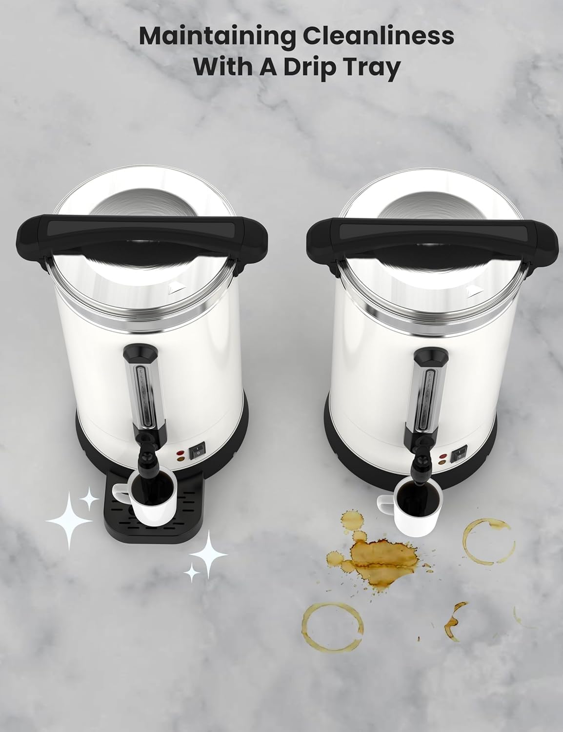 ExploreHorizon 12L/3.2Gallon Large Commercial Coffee Pot,80 Cups Coffee Urn Stainless Steel Electric Coffee Maker,Double Wall Hot Beverage & Water Dispenser Quick Brew Dispenser
