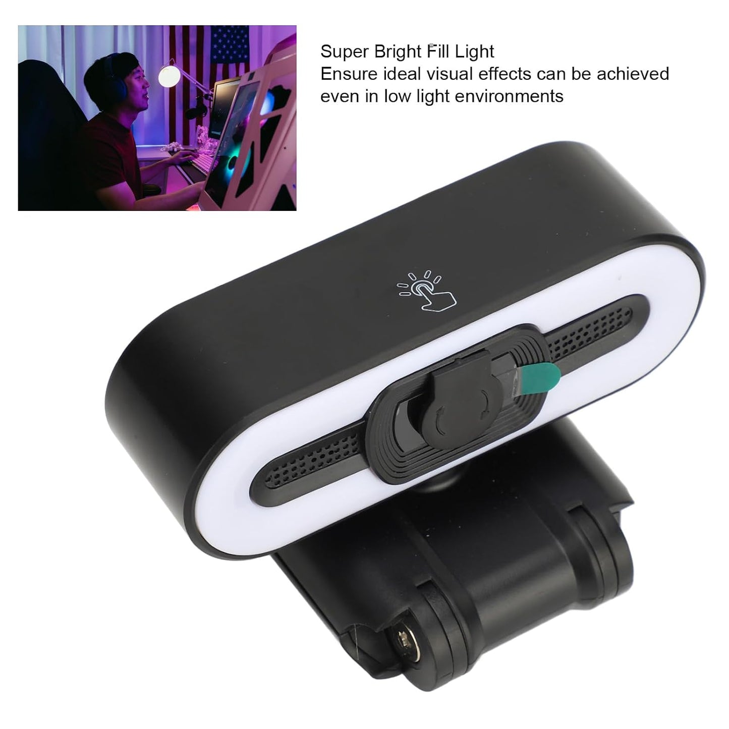 4K Diydeg Webcam for PC, Auto Beauty Camera with Microphone, Cover, Super Bright Fill Light, USB Computer Web Camera