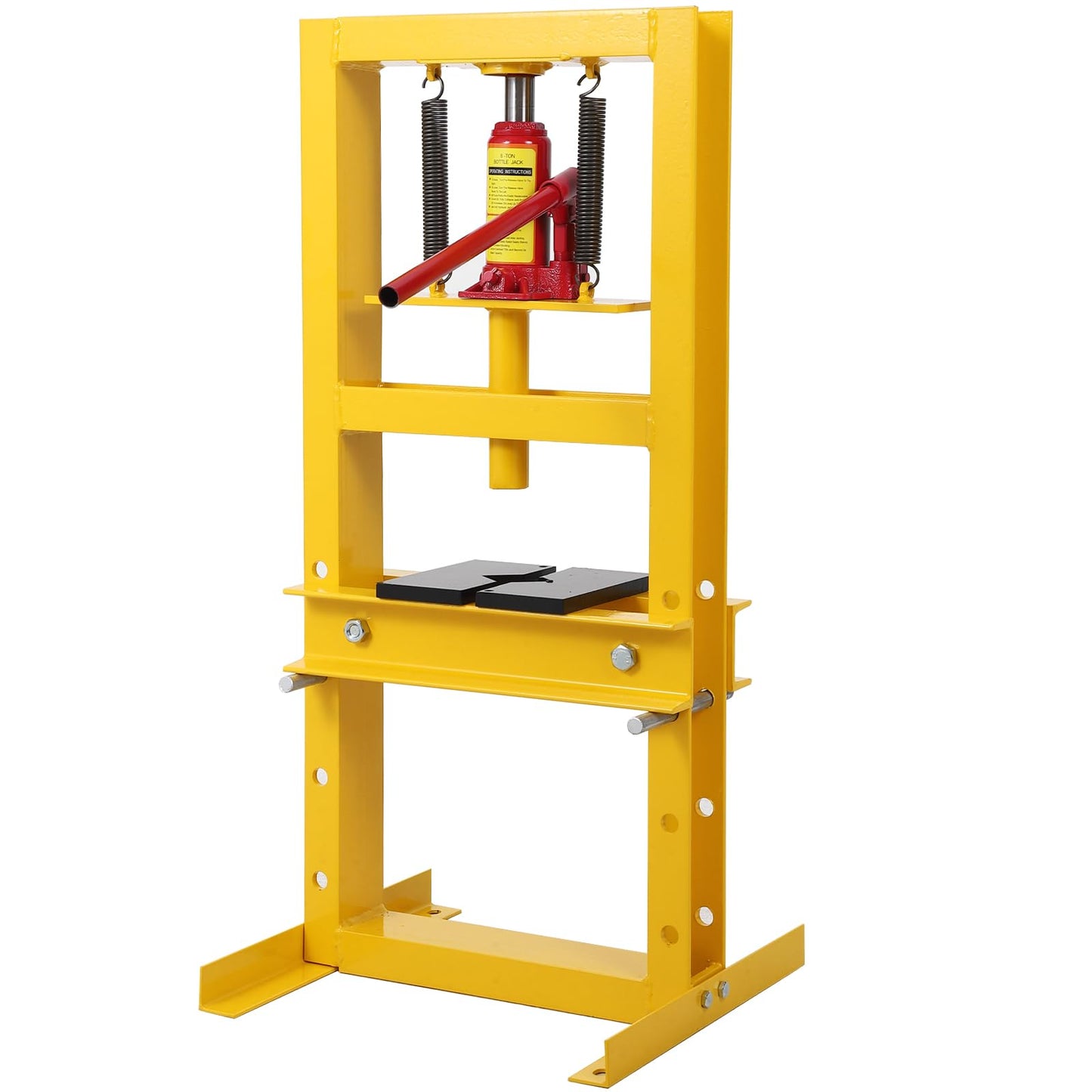 GarveeTech Hydraulic Press 6 T Hydraulic Shop Press, H-Frame Garage Floor Benchtop Press Adjustable Shop Press with Plates, Adjustable Working Table Height, for Gears and Bearings, Yellow