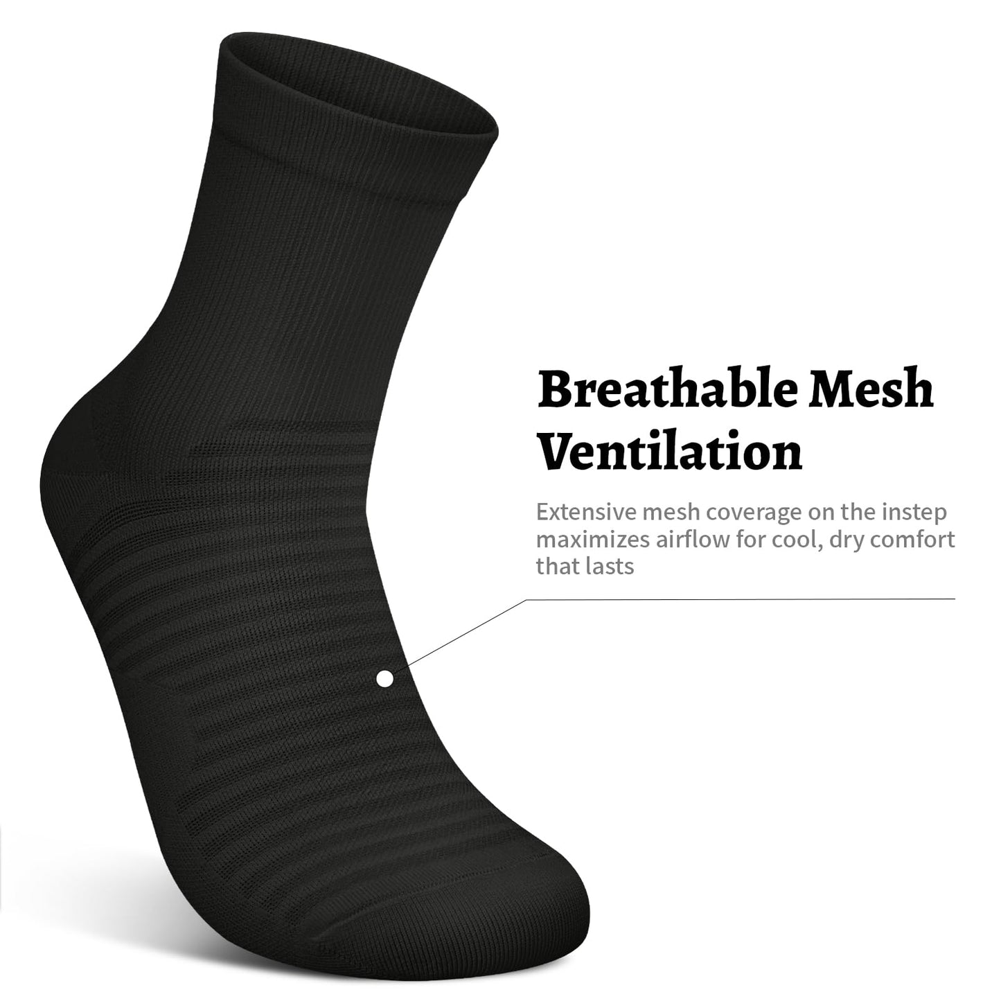 Compression Running Ankle Socks for Men and Women (6 Pairs), Quarter Athletic Socks for Running, Cycling, Golf, Work