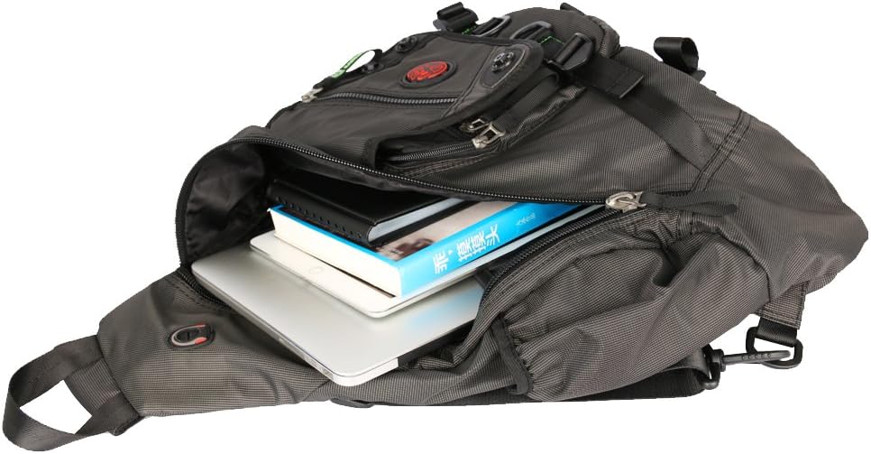 Backpack Large Sling Bag Laptop Cross Body Messenger Bag Shoulder Travel Rucksack (A-Black)