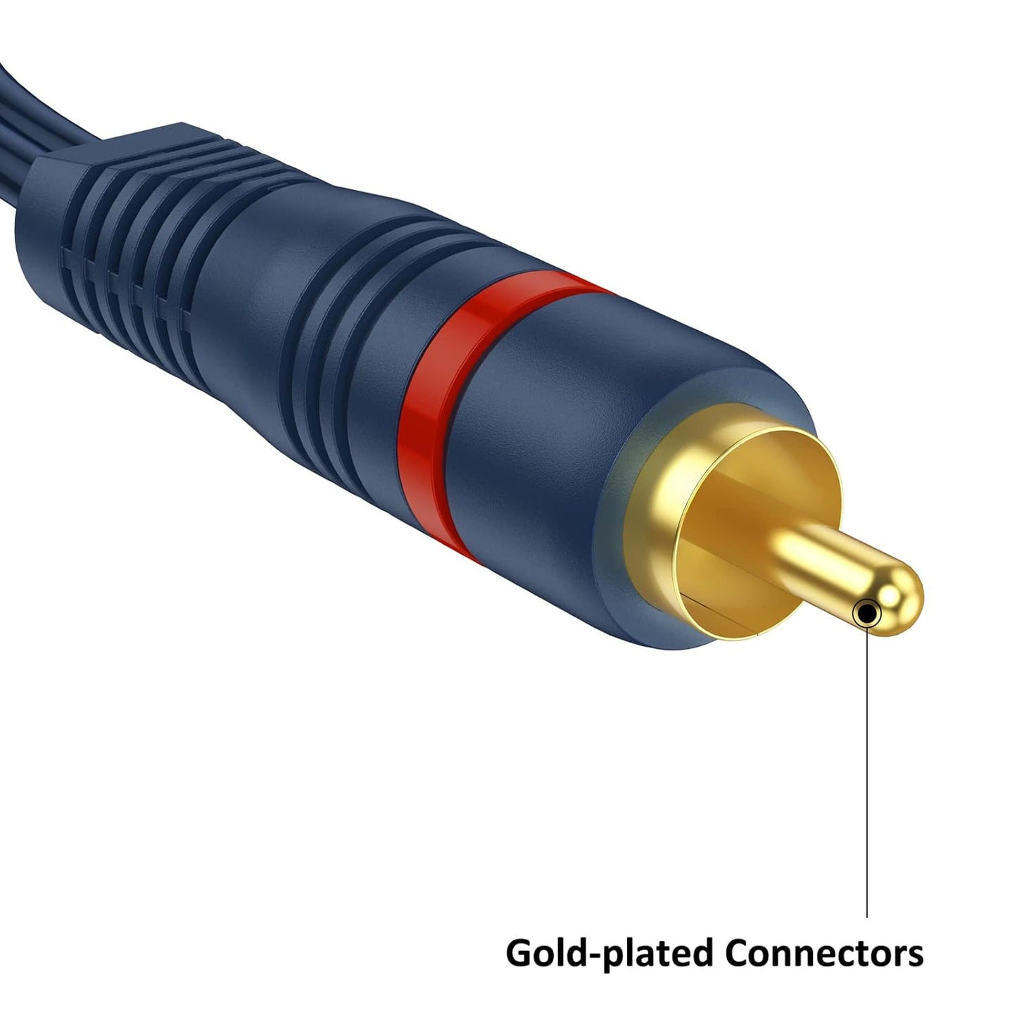 1 2 2 Pack, 8 inch RCA Splitter Female to Male RCA Y Splitter Audio Video Cable Split Adapter Dark Blue