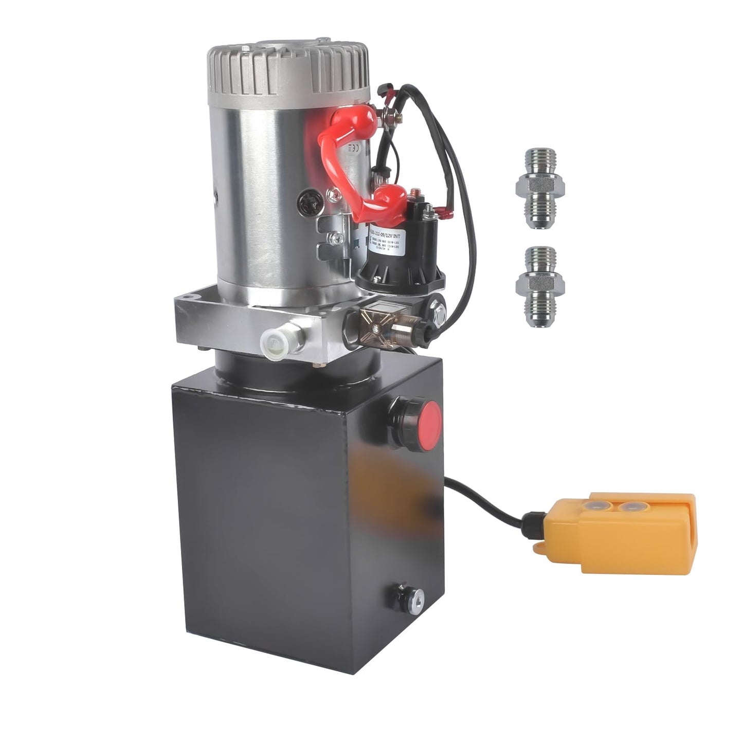 4 Quart Hydraulic Power Unit 1.6kW Power, 12V DC Single Acting Hydraulic Pump, 3200 PSI Max Pressure, for Dump Trailers, Car Lifts, DIY Hydraulic Systems, Steel (GC01) & Aluminium Alloy