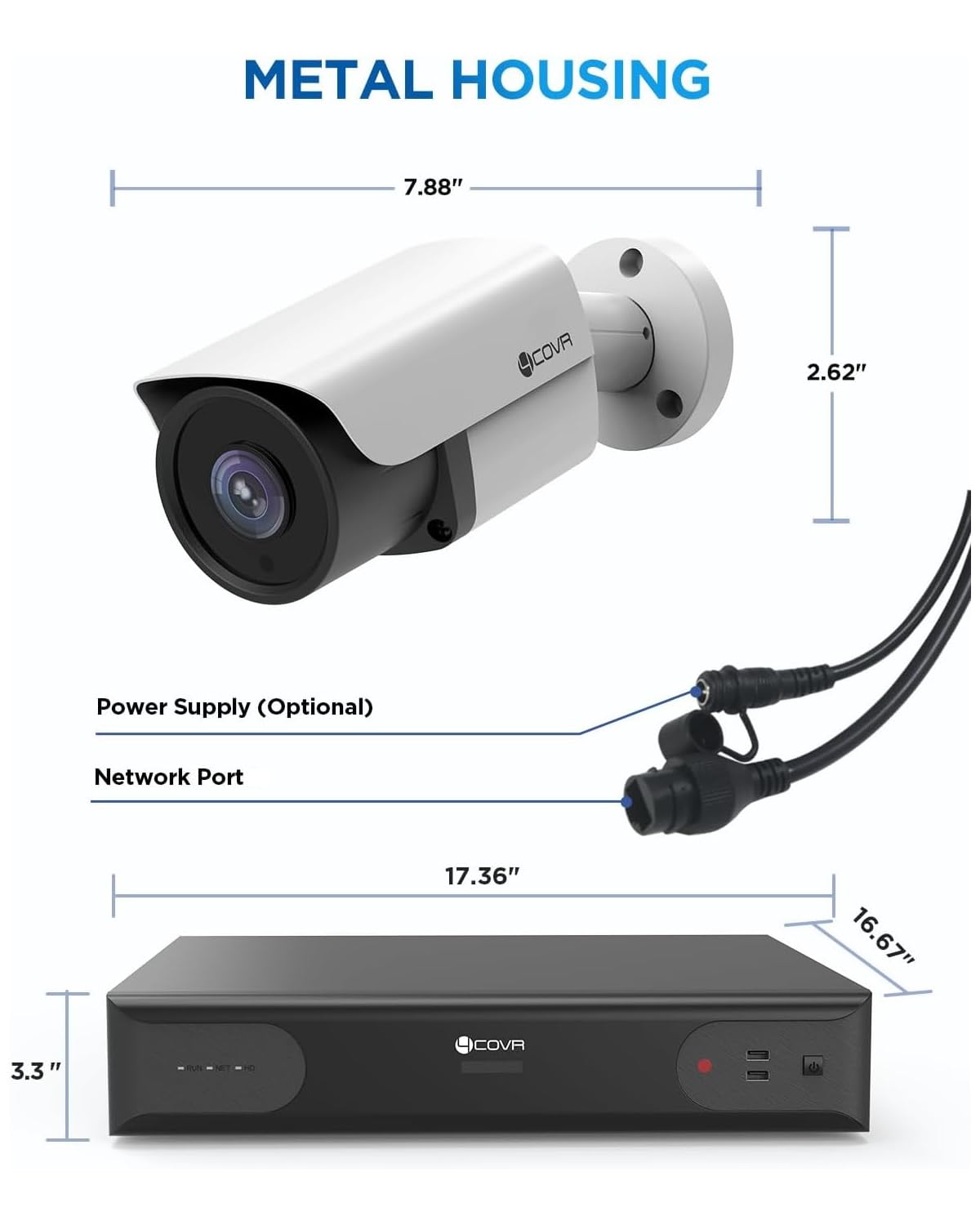 4COVR 64 Channel Security Camera System PoE 4K, AI Human/Vehicle Detection, UtraHD 8MP NVR 16TB HDD, 48Pcs 8MP Commercial Bullet IP Camera IP67 Night Vision, 24/7 Business Surveillance, LY37EX8M6448