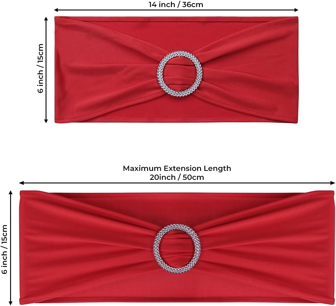 Babenest Spandex Chair Sashes - 100PCS Premium Stretch Covers with Buckle Slider | Red Elastic Ties for Weddings & Events