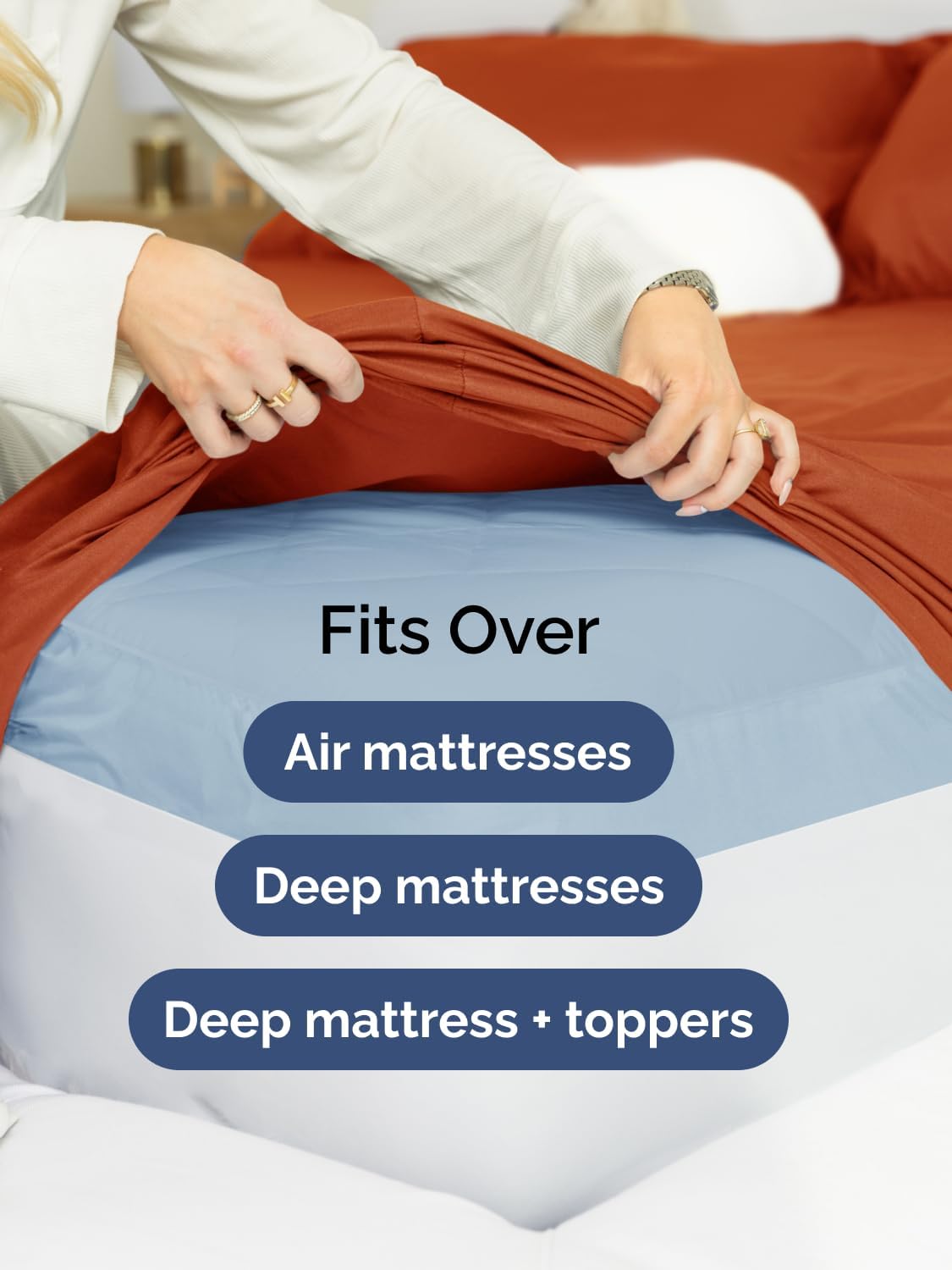 Skiennix Extra Deep Twin Sheet Set - 4-Piece Breathable Cooling Bedding - Soft Wrinkle-Free Terracotta