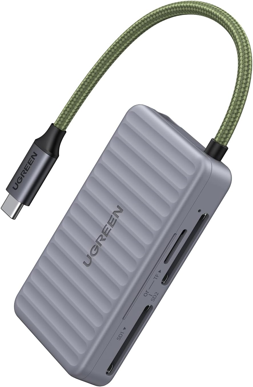 UGREEN 4 16 15, USB C SD Card Reader with SD Card Holder, High-Speed Memory Card Reader Adapter with Card Storage Case