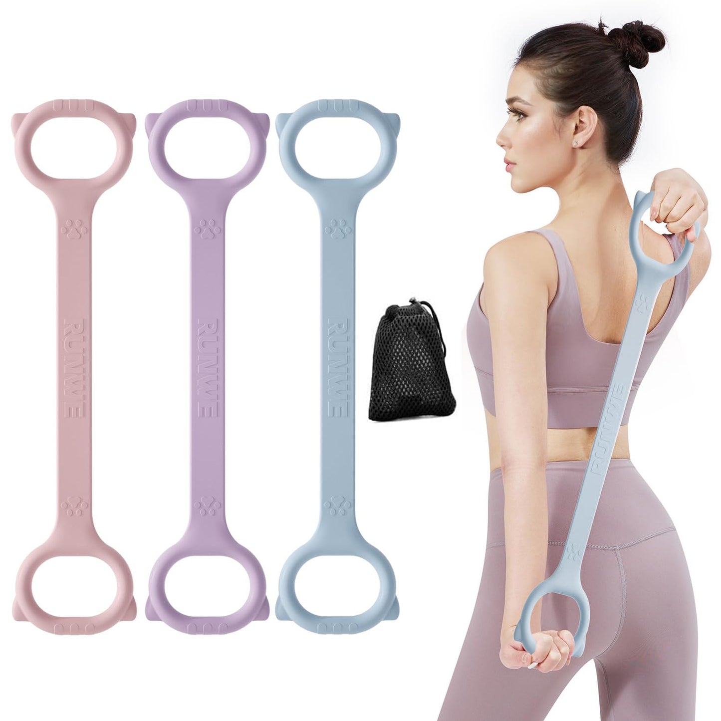 Figure 8 Fitness Resistance Band, 3 Elasticities for 20 30 40lb Exercise Bands for Arms Shoulders Back, 2025 Upgraded Thicker Durable Stretch Bands Physical Therapy for Kids/Adult/Elderly