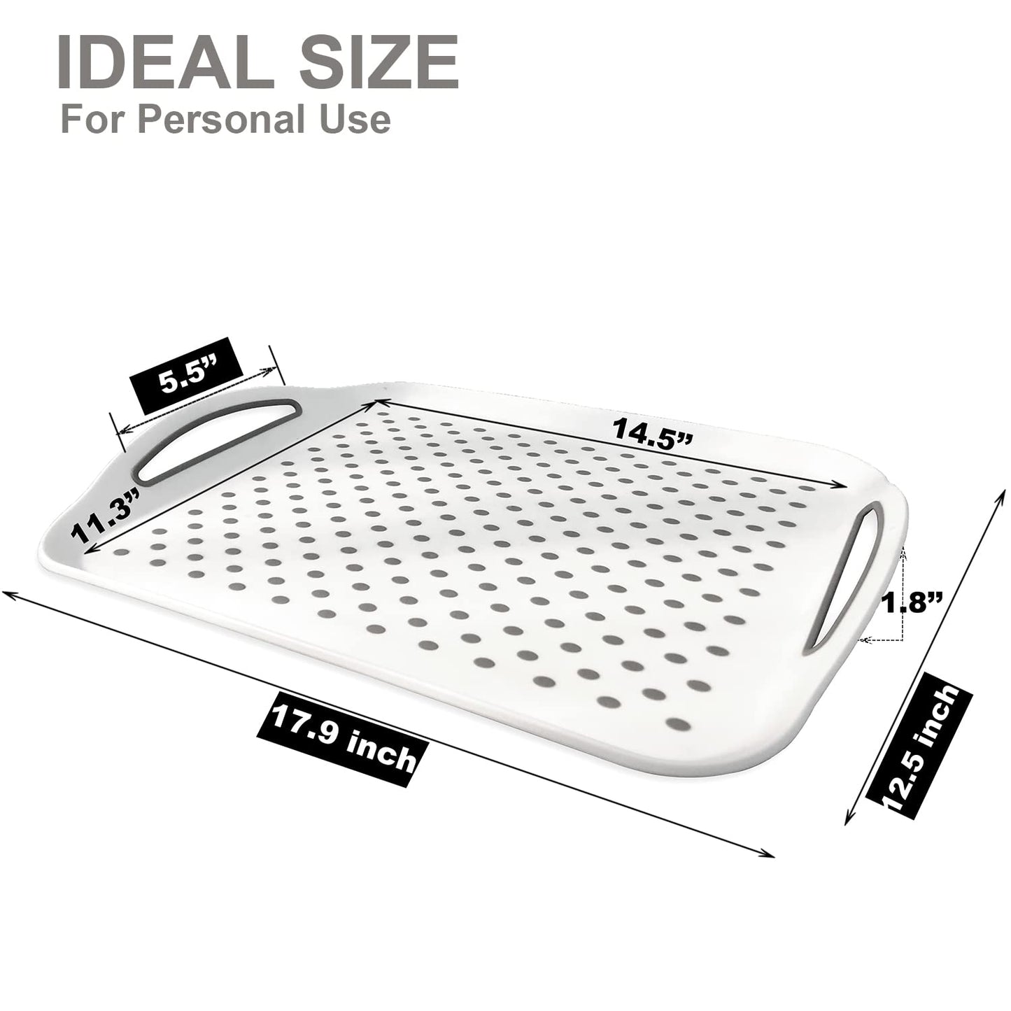 KAQAHIDO Large Non Slip Serving Tray with Handles and 34x22x10 inch Wave Edge 4 Tier Serving Tray for Party Buffet Entertaining