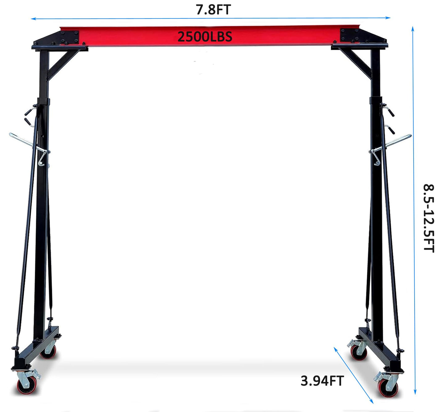 Adjustable Gantry Crane - 1 Ton (2500Lbs) Capacity Portable Hoist Frame, Shop Crane Hoist, Trolley, Sling, Shackles, Hooks and Festoon System, Lifting Gantry for Factories, Warehouses, Garage (1 Ton)