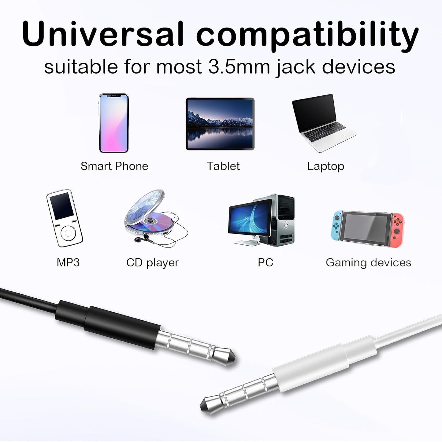 Generic 2 Packs 3.5mm Wired Earbuds with Microphone & Volume Control, Noise Isolating in-Ear Headphones, Universal