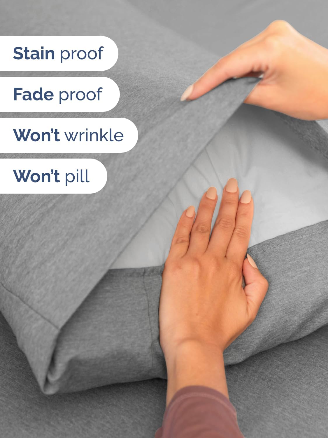 Skiennix Extra Deep Cal King Sheet Set | 6-Piece Breathable Cooling Bedding - Soft, Wrinkle-Free, Heathered Grey