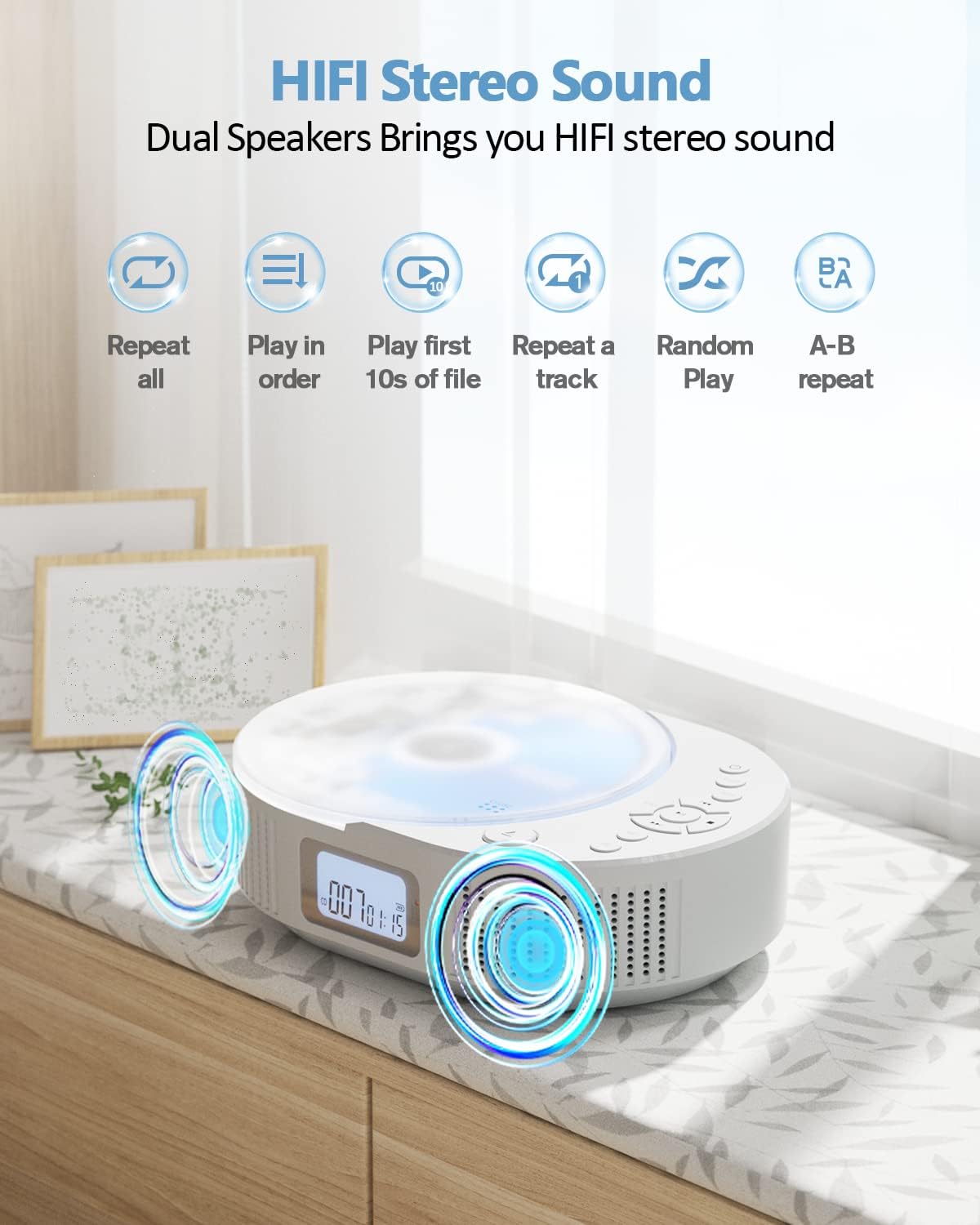 FELEMAN 2 1 CD Player Portable, Upgraded Boombox CD Player & Bluetooth Speaker in Combo, Rechargeable Portable CD