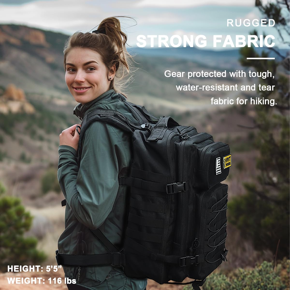 NWT XPEDITION Military Tactical Backpack,Sturdy Work & Molle Laptops Rucksack, Heavy Duty Pack for Hiking Camping Travel Fishing Gym,Black