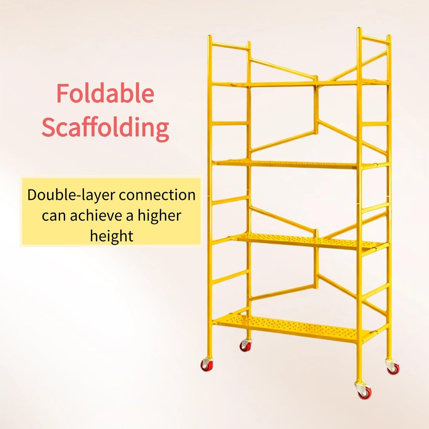 Scaffolding Platform, 800 LBS Capacity Heavy Duty Rolling Scaffold with Locking Wheels, Portable Mobile Scaffolding for Construction Site, Building Renovation, Roofing, Painting & Maintenance