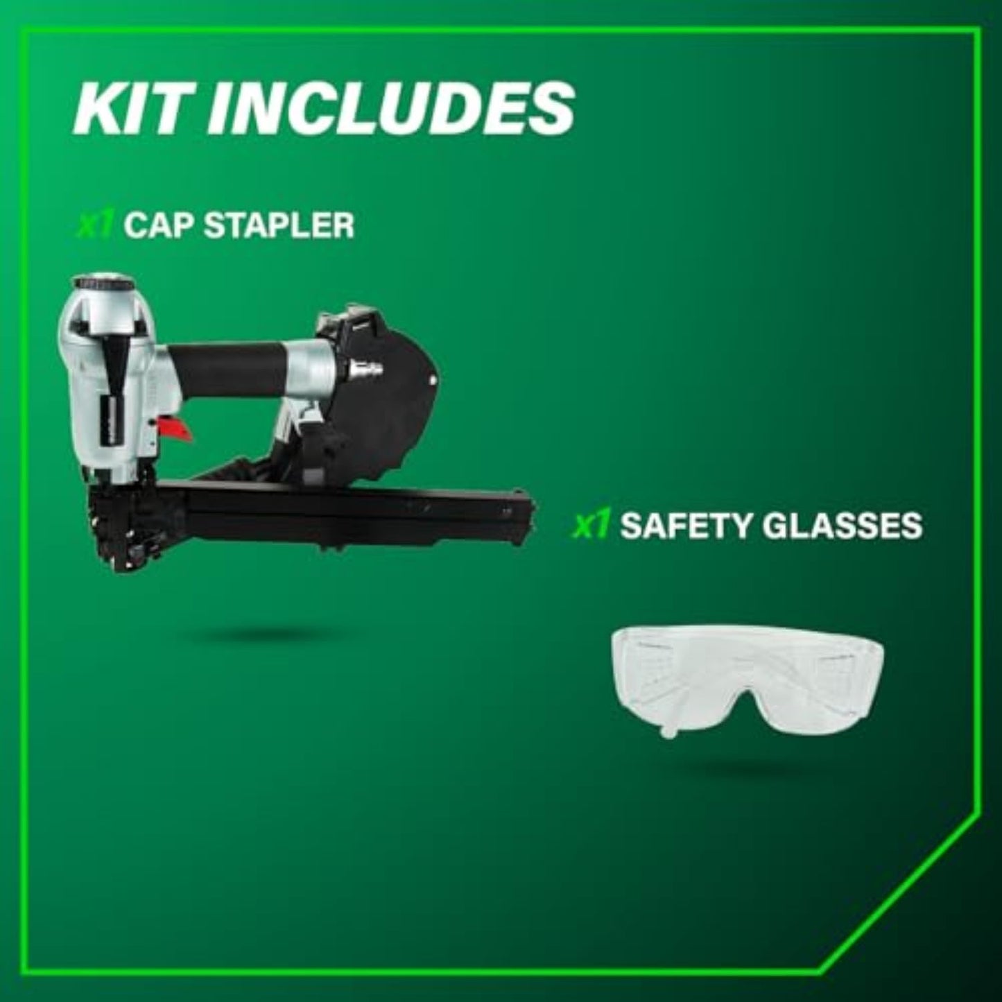 Metabo HPT Cap Stapler, Pro-Preferred Pneumatic Power Nailers, Crown Stapler for Roofing Felt, Foam Insulation & House Wrap, 18 Gauge, Up to 200 7/16" Crown Staples, Length 7/8" to 1-1/2", N3808AP