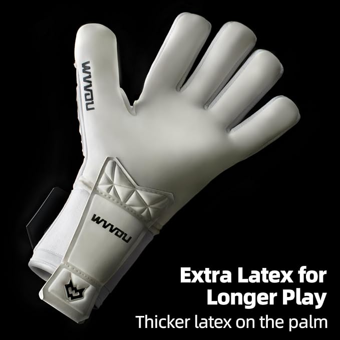 WVVOU Soccer Goalie Gloves for Adults and Youth, High Performance Goalkeeper Gloves with 5 Detachable Finger Saves, Soccer Gloves with 4mm Sticky Latex Palm