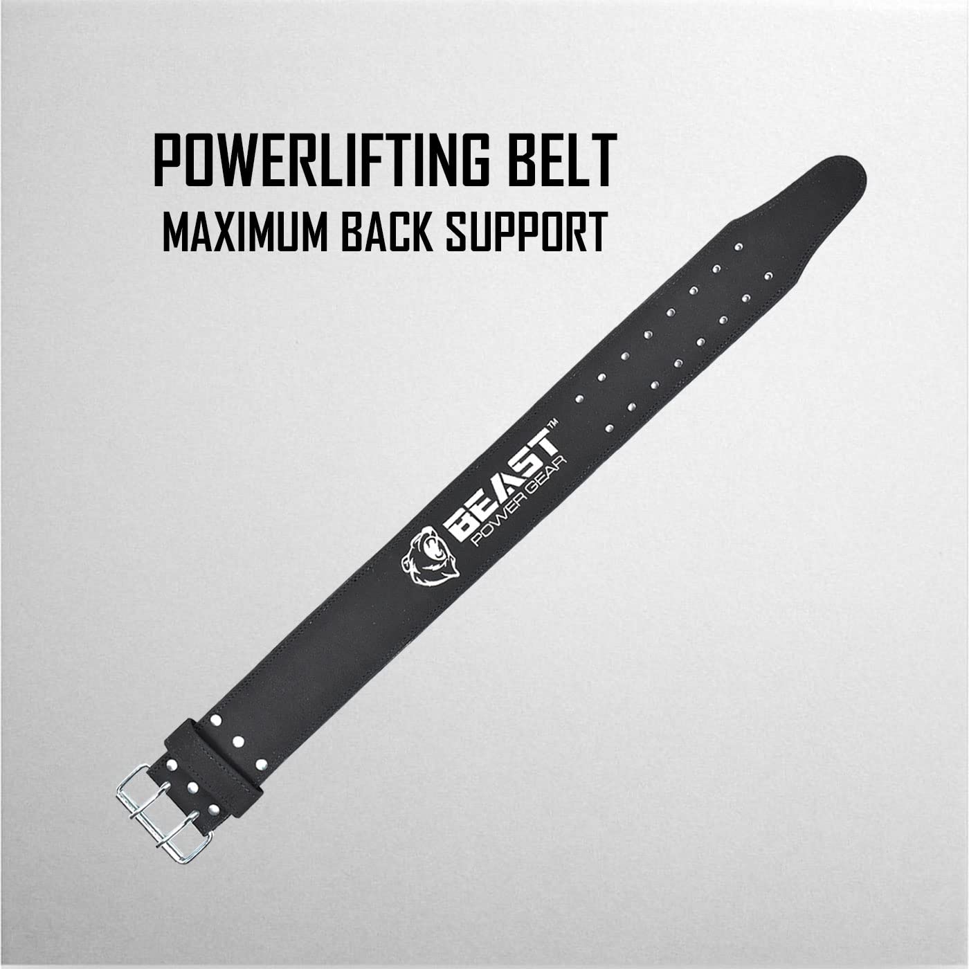 Beast Power Gear Weight Lifting Belt for Women & Men - Leather Power Belt with Back and Core Support for Weightlifting, Powerlifting, Strength Training, Squat and Deadlift Free Strap