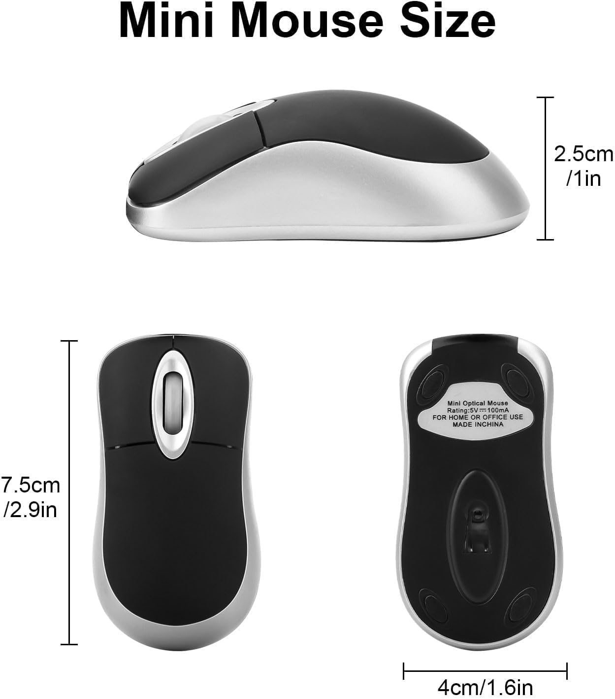 EEEKit 3-Button Mini Wired USB C Mouse, Retractable Corded Mouse Optical Computer Mice for Laptop PC MacBook iPad