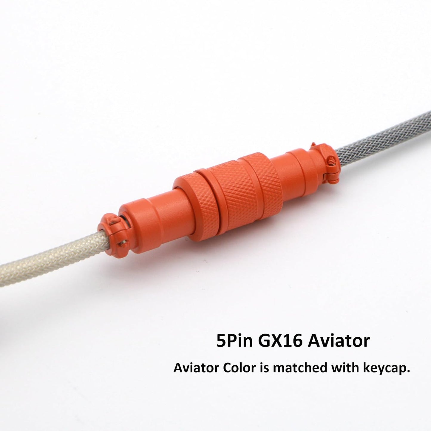 KCSJXF 5FT Reverse Coiled USB-C Keyboard Cable, Double-Sleeved Mechanical Keyboard Cable with Detachable Metal Aviator
