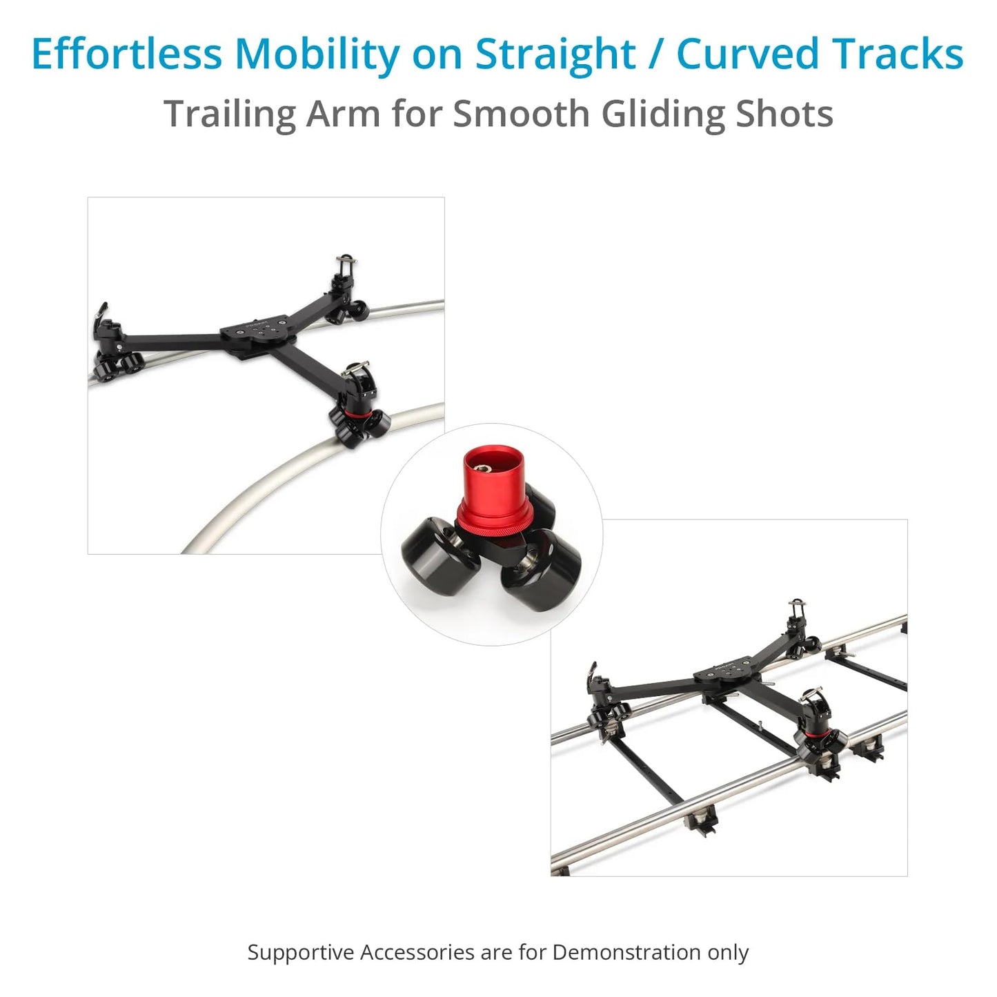 PROAIM Agile Heavy-Duty Floor/Track Studio Dolly. for Single Spiked & Double Spiked Tripods. Robust Construction, 360° Rotating Wheels. Offers Smooth & Flawless Shots