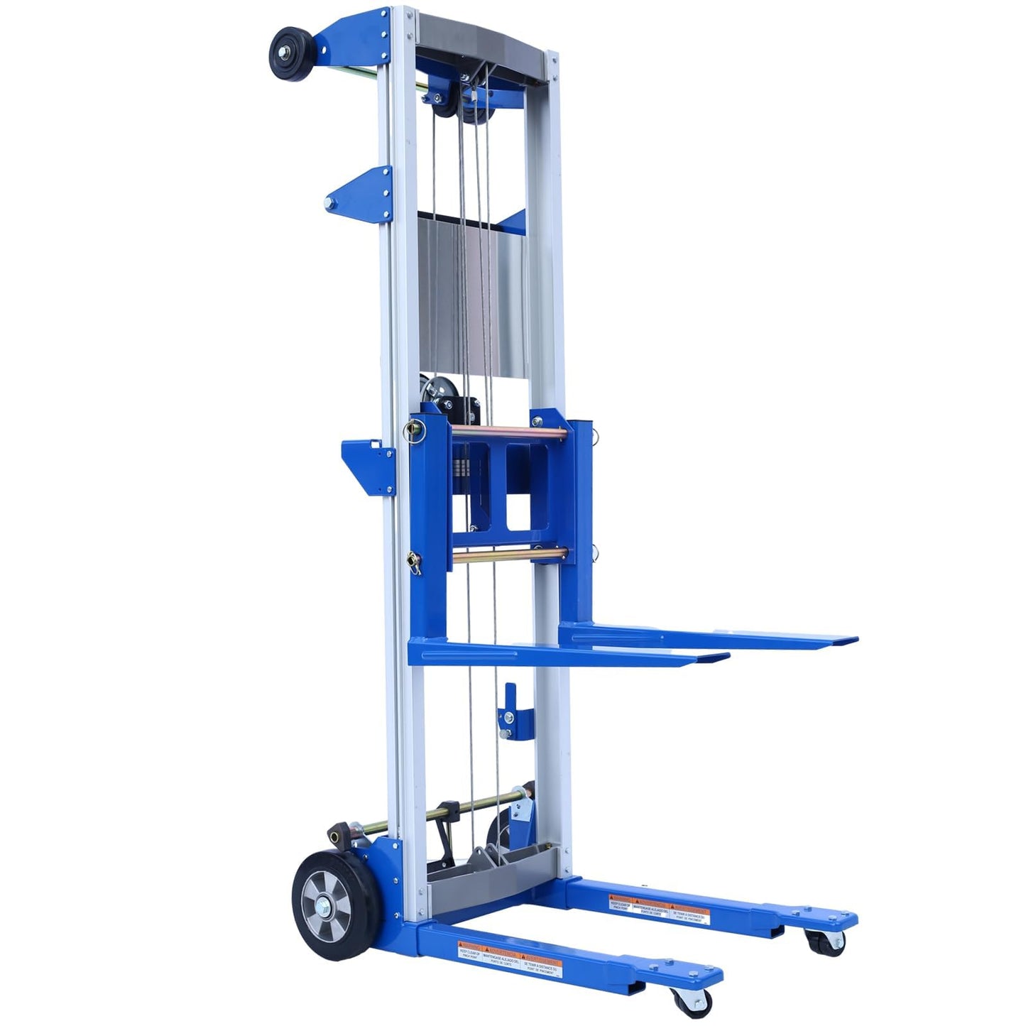 ELOMBR 122" 400lbs Material Lift Winch Stacker, Hand Winch Lift Truck with Fixed-Leg, Manual Material Lifter Pallet Stacker for Contractor, Workshop, Industrial, 34.60"L x 24.80"W