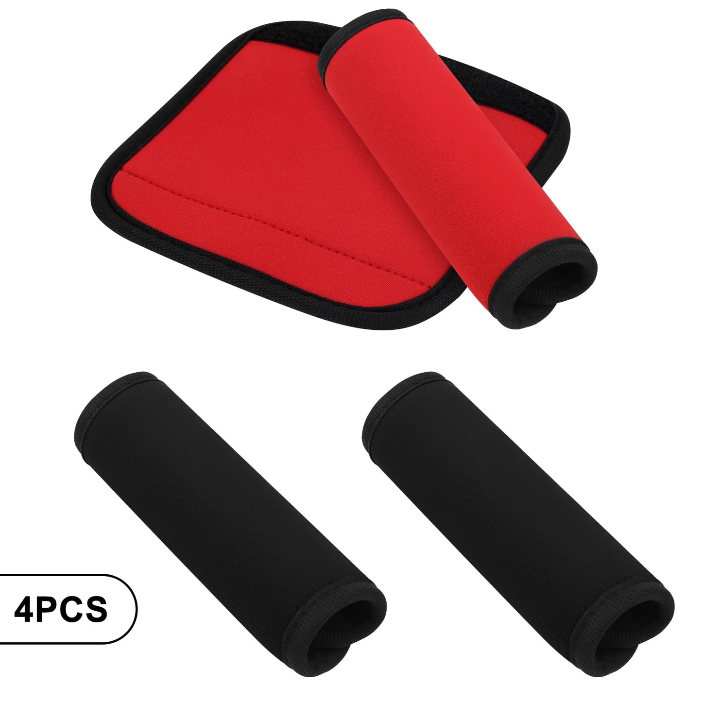 4 Pack Barbell Grips Pad, 2 Red 2 Black Dumbbell Handle Grips Barbell Grips for Weightlifting, Non-Slip Bar Wrap Cushion for Home Gym Fitness, Protective Pads Grip for Pull Up Bar, Horizontal Bar, Deadlift