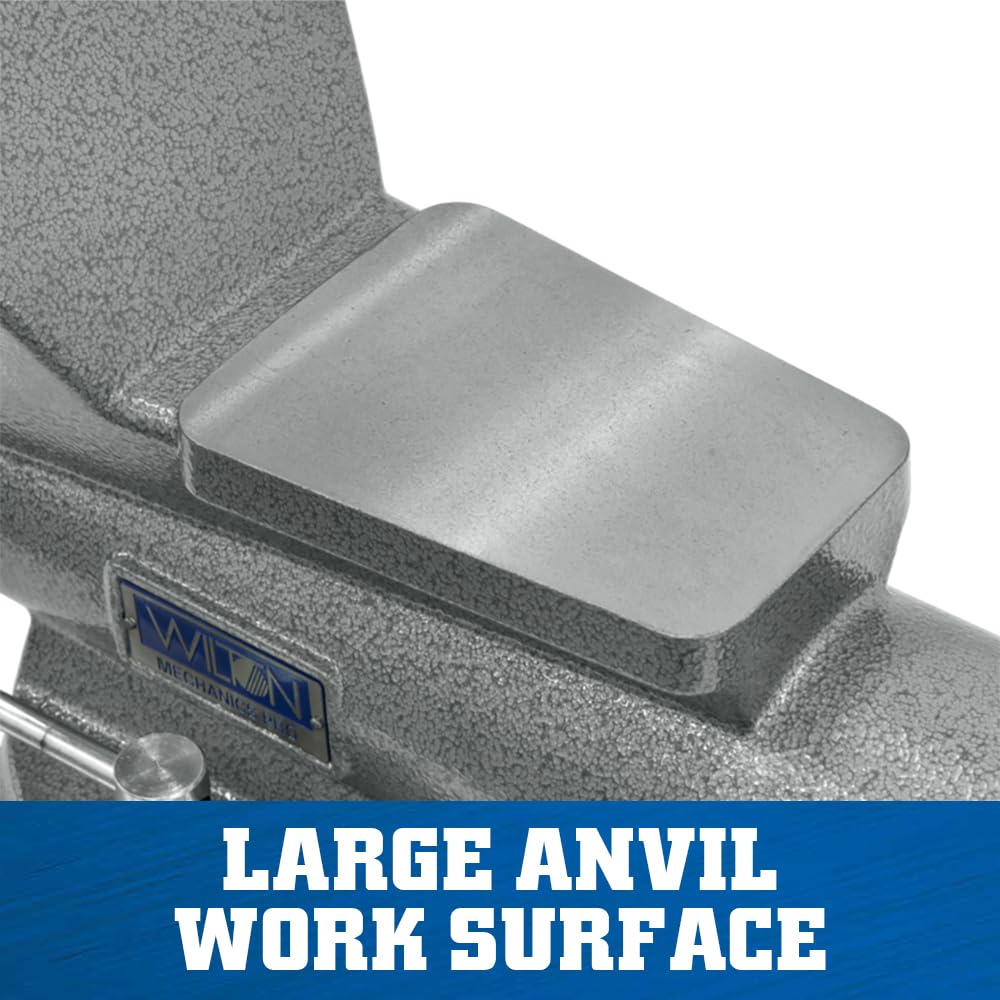 Wilton Mechanics Pro Bench Vise, 10" Jaw (Width-12", Opening-5-1/4") Throat (Model 8100M), Gray