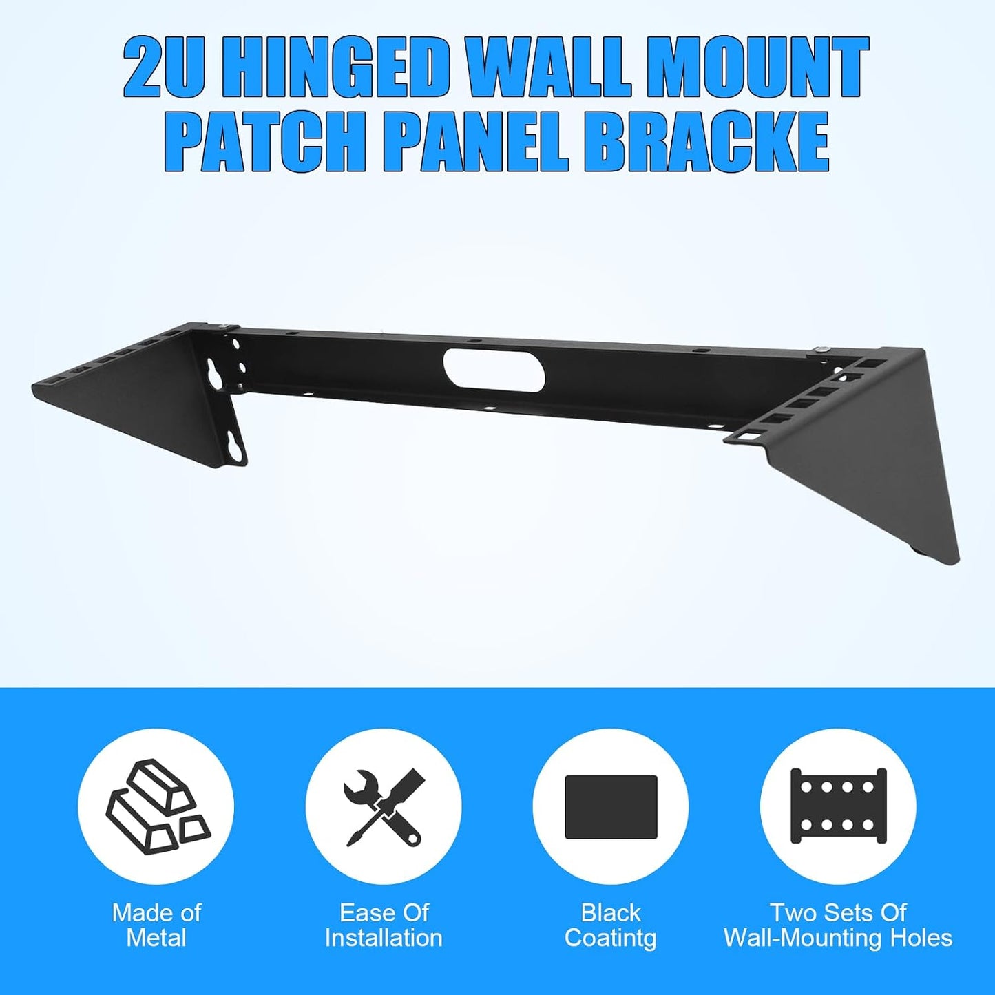 KishYa 2u 2u 19 inches Hinged Wall Mount Patch Panel Bracket, Patch Panel Bracket, Vertical Wall Mount Rack