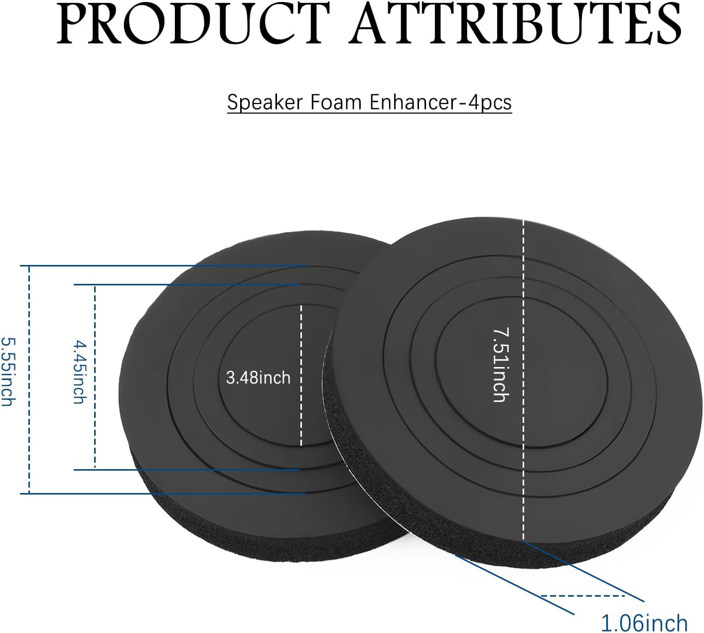 Figpade 4PCS Kit,3-Size 6" 6.5" 6.75" Speaker Foam Rings Speaker Gasket for Enhanced Bass & Noise