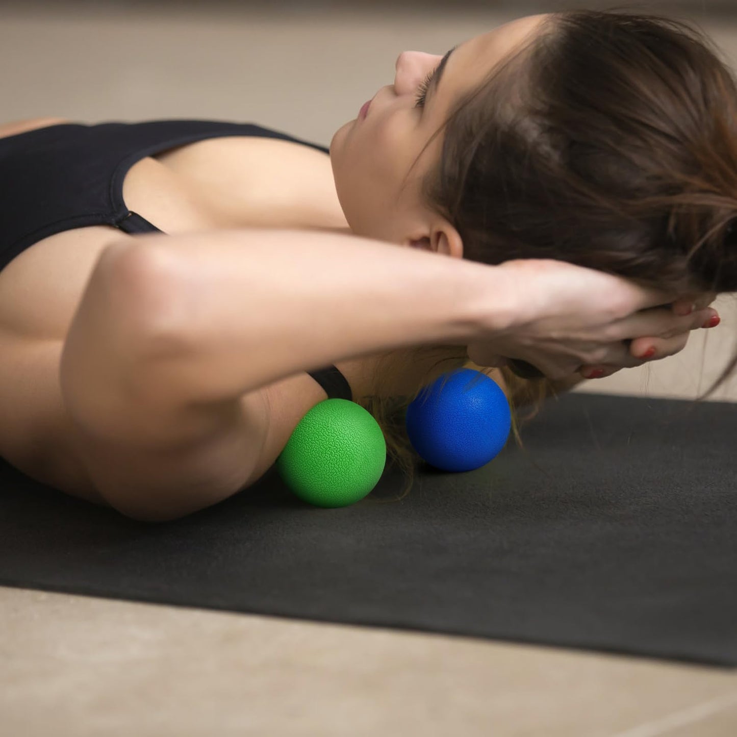 2-Pack Firm Lacrosse Massage Balls- for Deep Tissue, Trigger Point & Myofascial Release Therapy, Relieve Muscle Knots (Green&Blue)