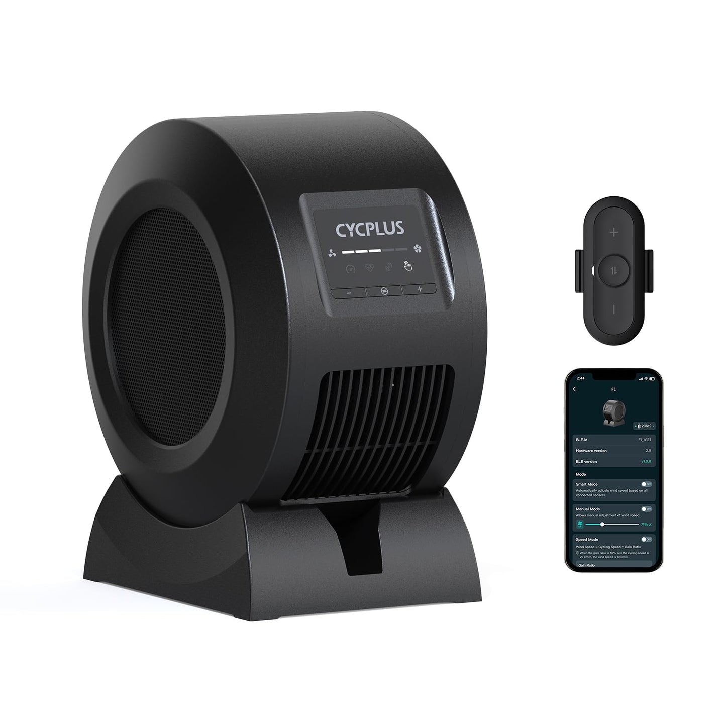 CYCPLUS Smart Indoor Cycling Fan, BLDC Motor Drive, 5 Speed Modes with Remote and APP Control, Low-Noise ANT+ Fan for indoor Bike Trainers, Stationary/Spin Bikes, Cross Training(Groud Base)