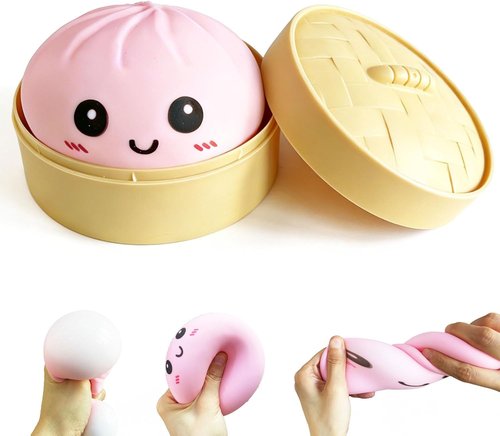 Dumpling Squishy Mystery Box - Super Soft Slow Rising TPR Smiley Face Fidget Toy | Pink, Ideal for Easter Baskets & Parties