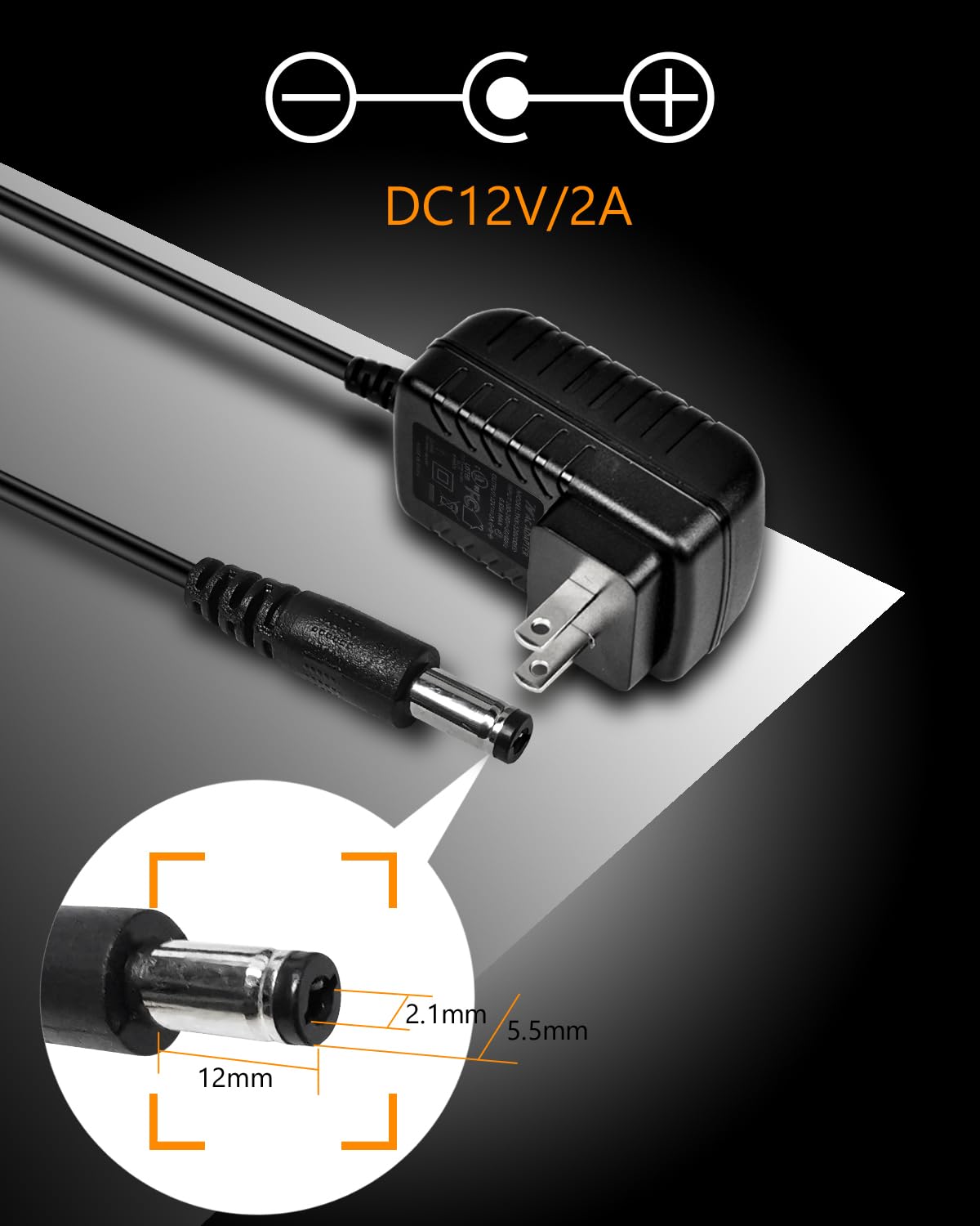 FOYU 12V 2A 24W 8 Cleaner/SPS100 Universal AC/DC Adapter Switching Power Supply with Size Plug Tips, Replacement Wall