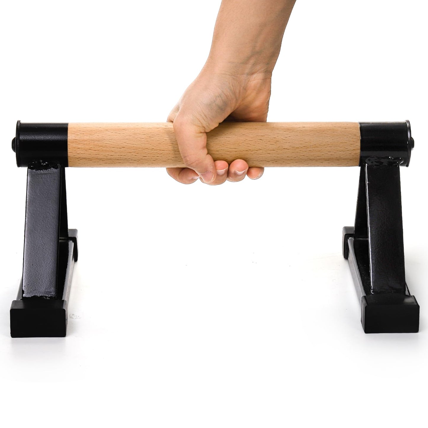 TOPZEA Wood Push Up Bars, Solid Wooden Parallettes Bars with Sturdy Steel Bracket Anti-slip Handstand Bars for Calisthenics, Fitness, At Home Gym Floor Workouts Equipment, Support Max 600 lbs, Black