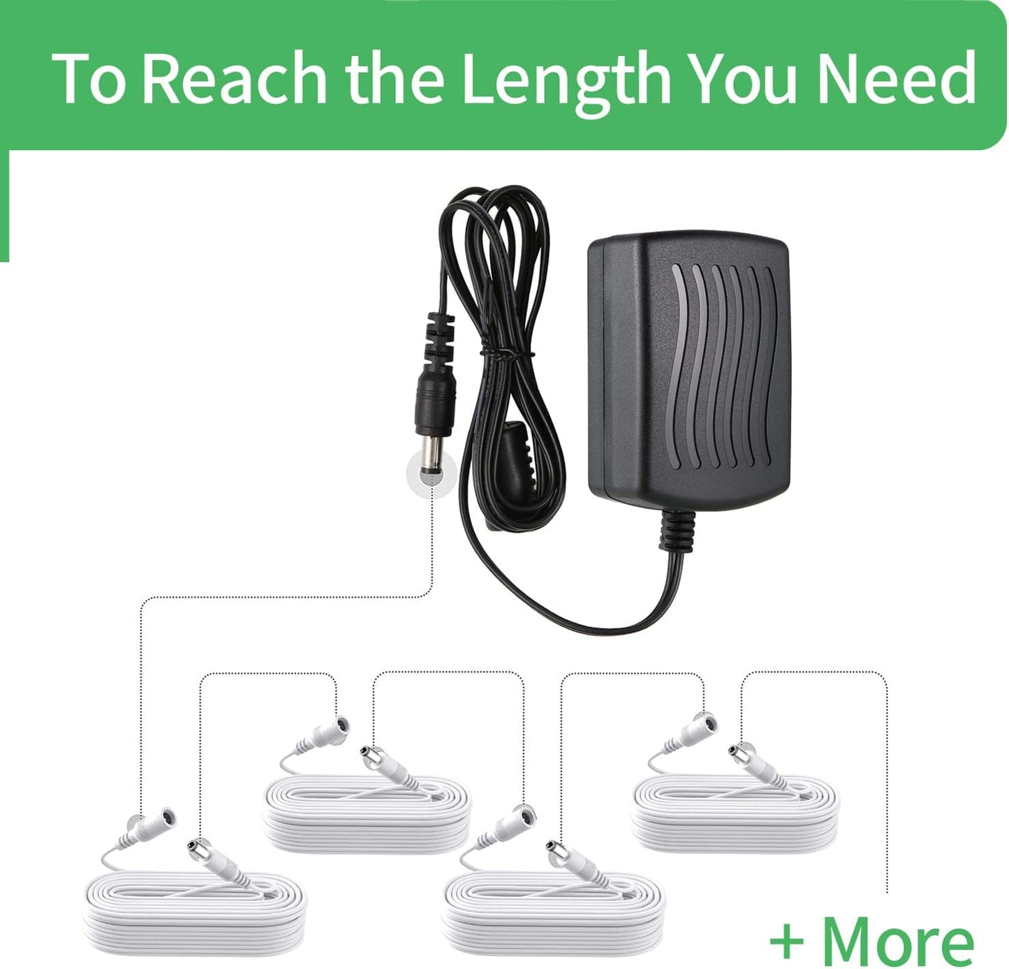 Security-01 33FT 10M 5.5mm 2.1mm, 12V/24VPower (Pack 2) DC Power Extension Cable x Extension Cord for CCTV Security