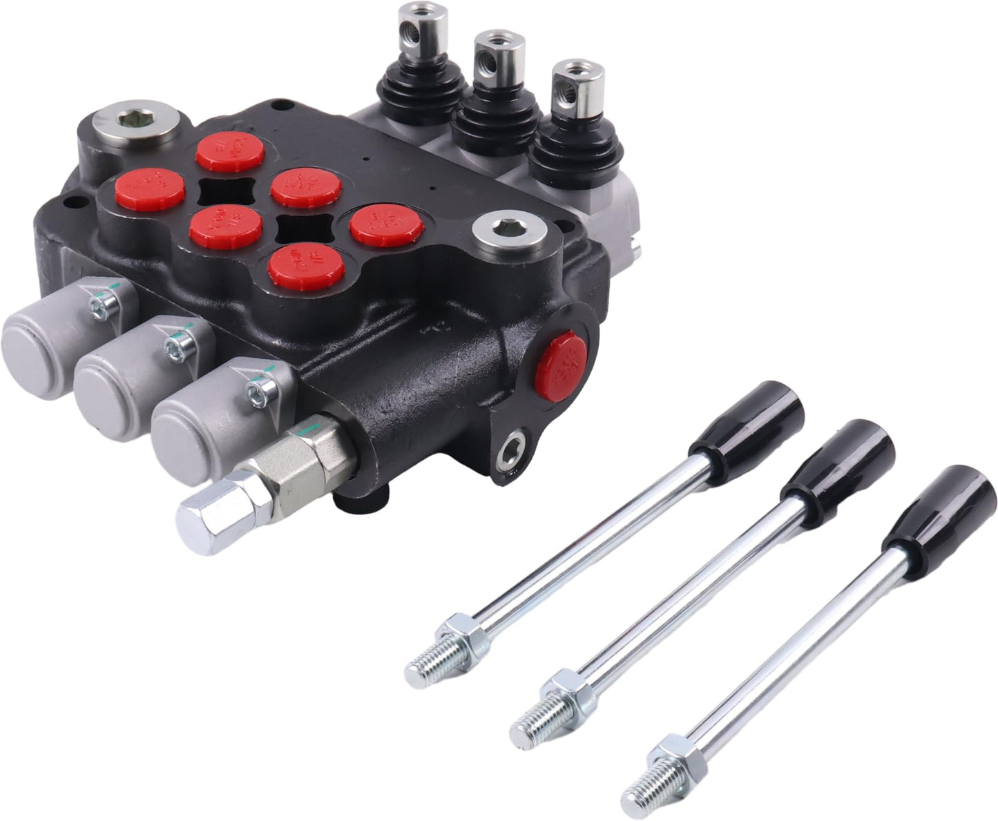 Solarhome 3 Spool Hydraulic Control Valve Open Center Double Acting 21 GPM 3600 PSI SAE Ports Compatible With Tractors Loaders Log Splitters