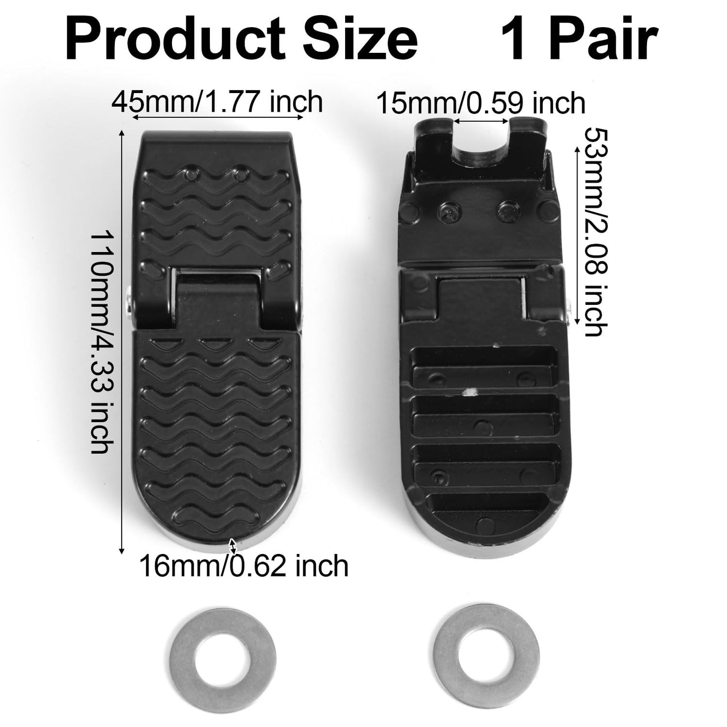 2pcs Bike Foot Pegs, Aluminum Alloy Non-Slip Folding Bike Rear Pedals for Passengers Mountain Road E-Bicycles BMX Accessories