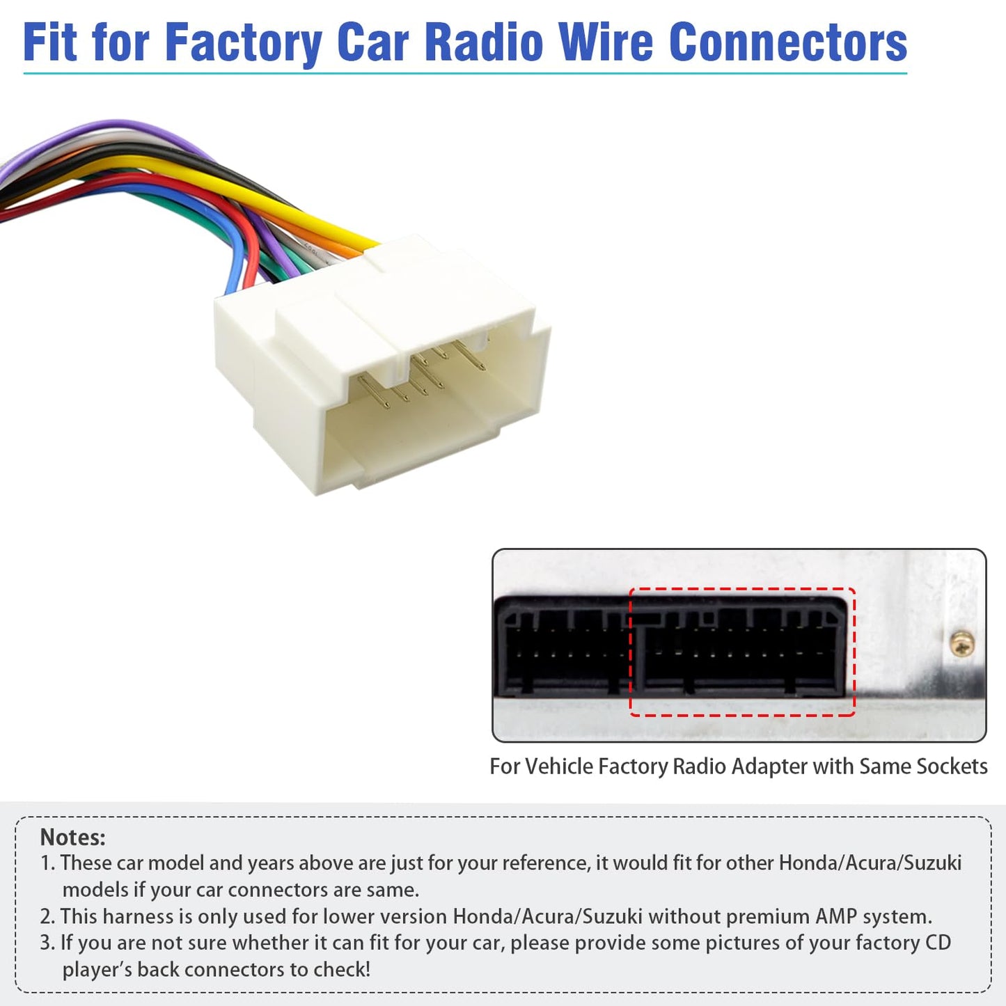 20Pin Aftermarket Radio Wiring Harness Adapter Compatible with Honda Suzuki Acura ISO Car Stereo Wire Harness Cable