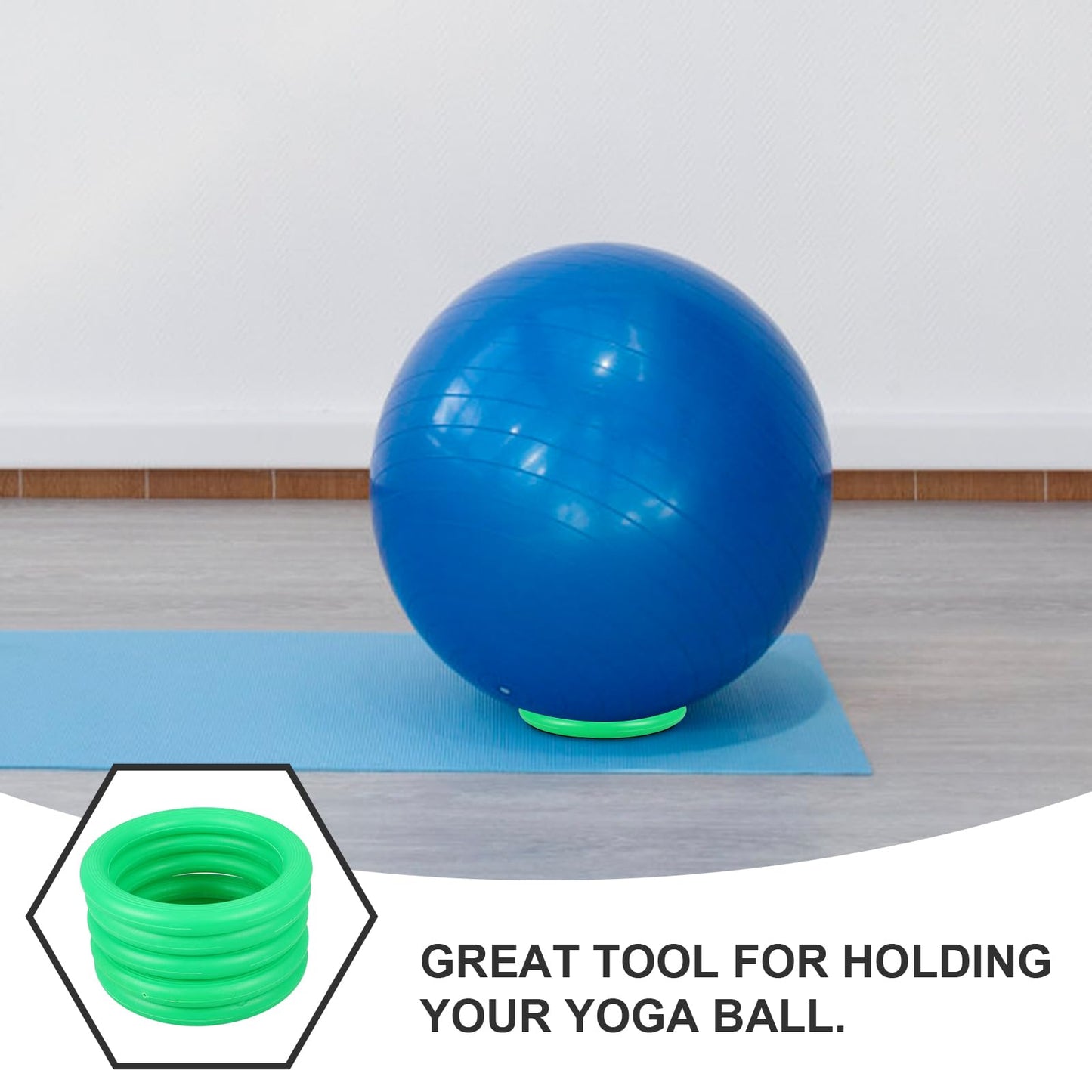 TOYANDONA Yoga Ball Base, 5pcs Fixed Ring Round Anti Slip Stable Fitness Ball for Home Gym Office Improves Back Pain Posture & Balance Exercise 18cm